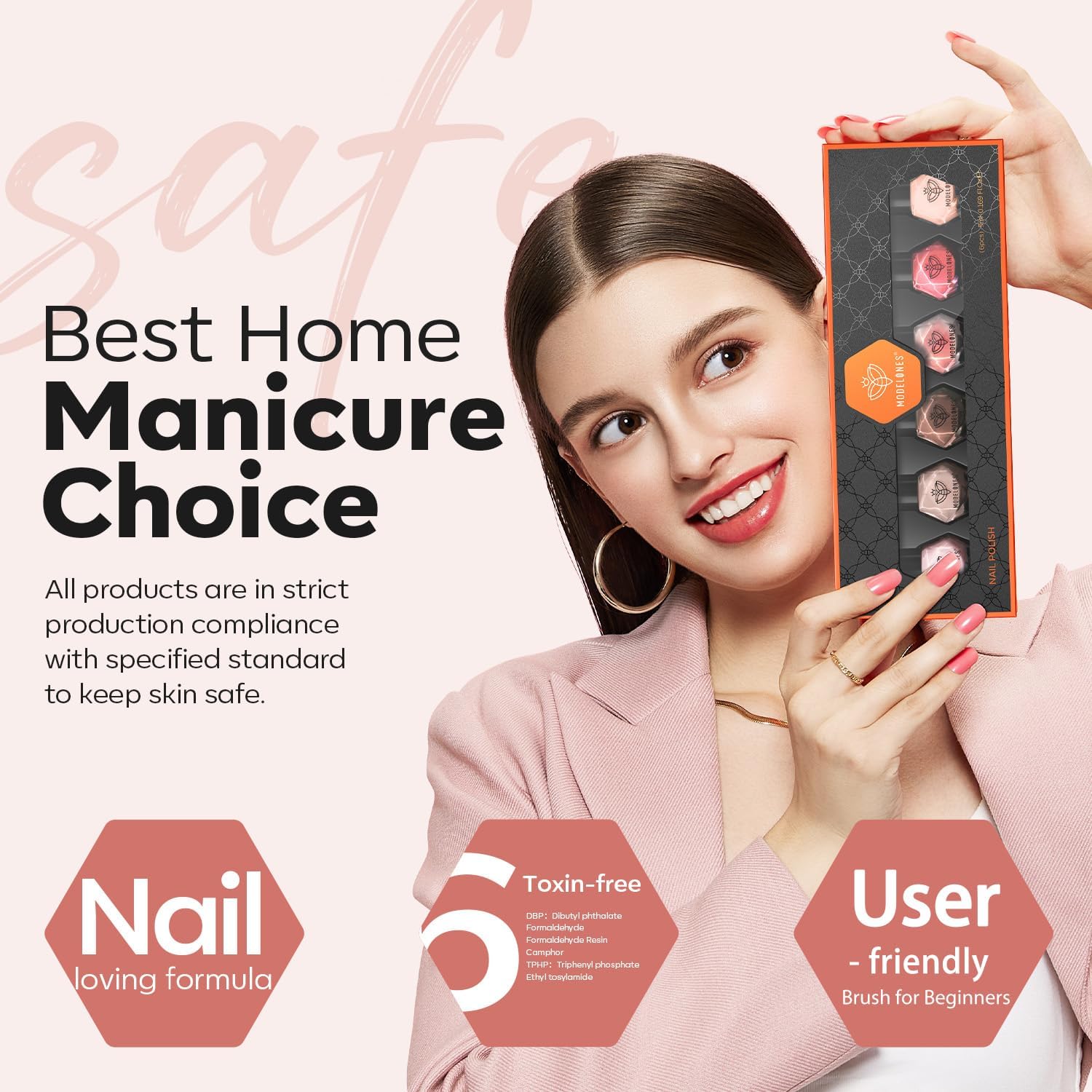 modelones Jelly Nail Polish of 6 Colors Sheer Nude Mini Nail Polish Set Natural Jelly Red Pink Brown Colors Quick Dry Nail Polish Kit for DIY Easter Nail Art Salon Home Gift for Women Girl - Image 7