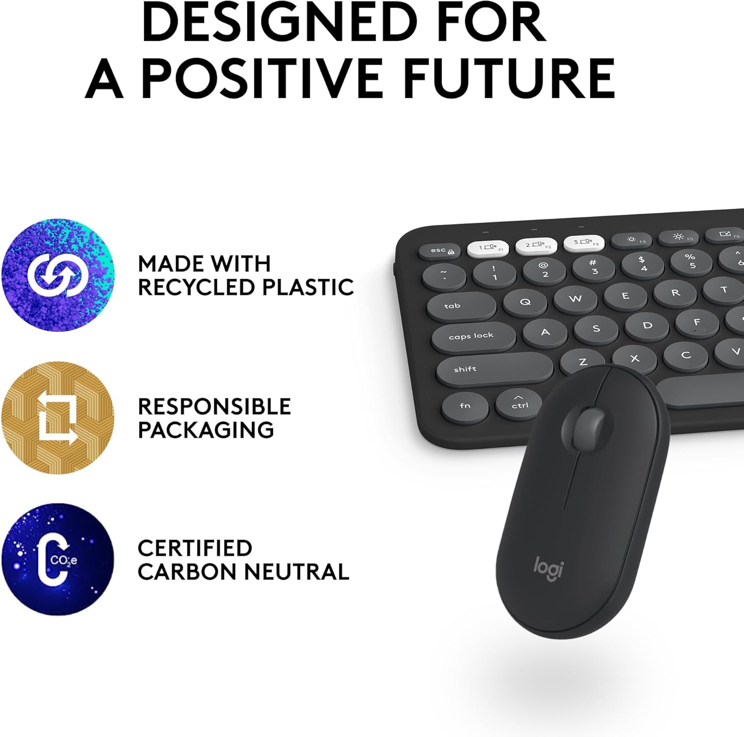 Logitech Pebble 2 Combo for Mac, Wireless Keyboard and Mouse, Slim, Quiet and Portable, Customizable, Bluetooth Mouse and Keyboard, Easy-Switch, for macOS, iPadOS - Tonal Graphite - Image 11