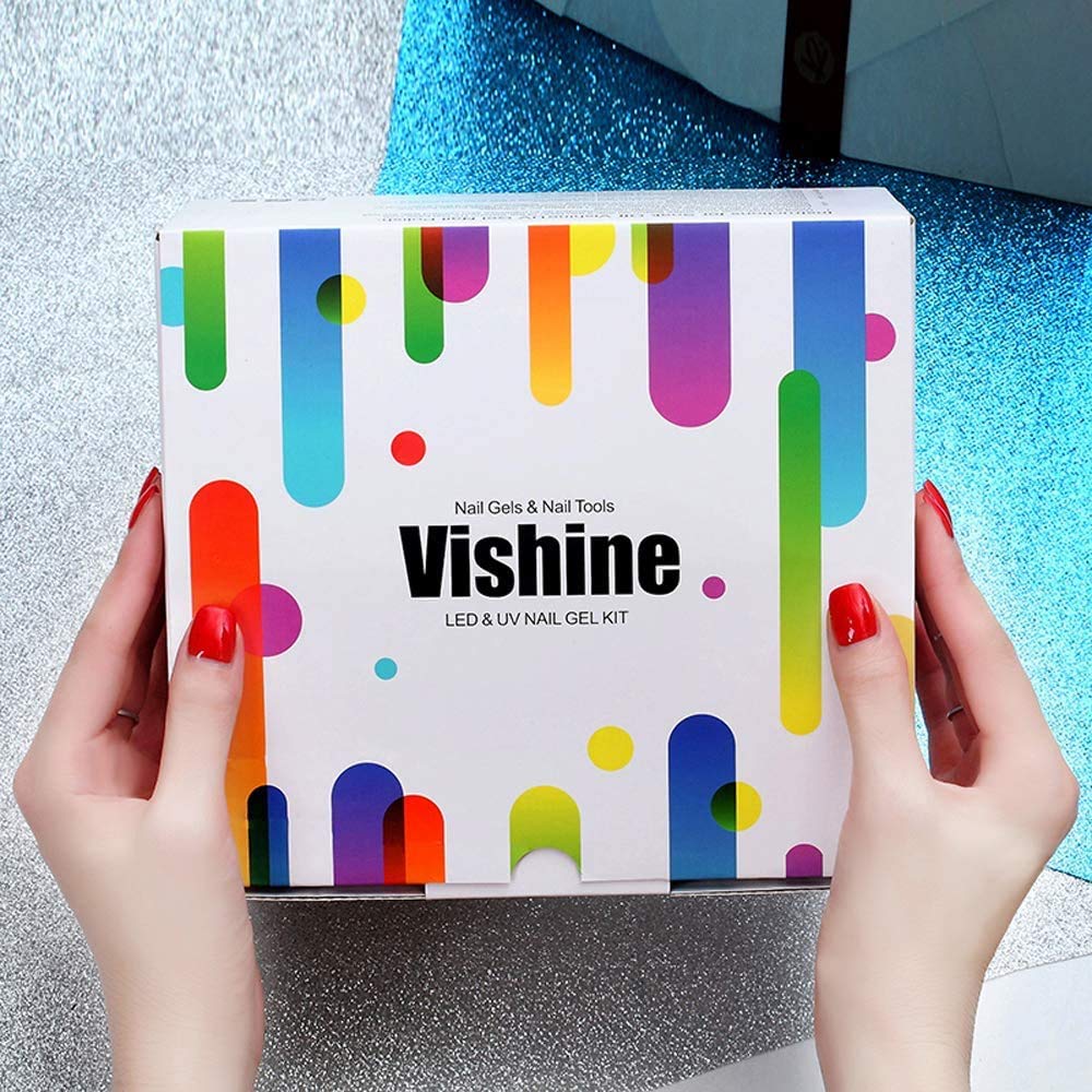 Gel Nail Polish Starter Kit - 6 Colors Gel Polish Set Base Top Coat, 36W LED UV Nail Lamp with Full DIY Gel Manicure Nail Tools by Vishine 8ml #12 - Image 4
