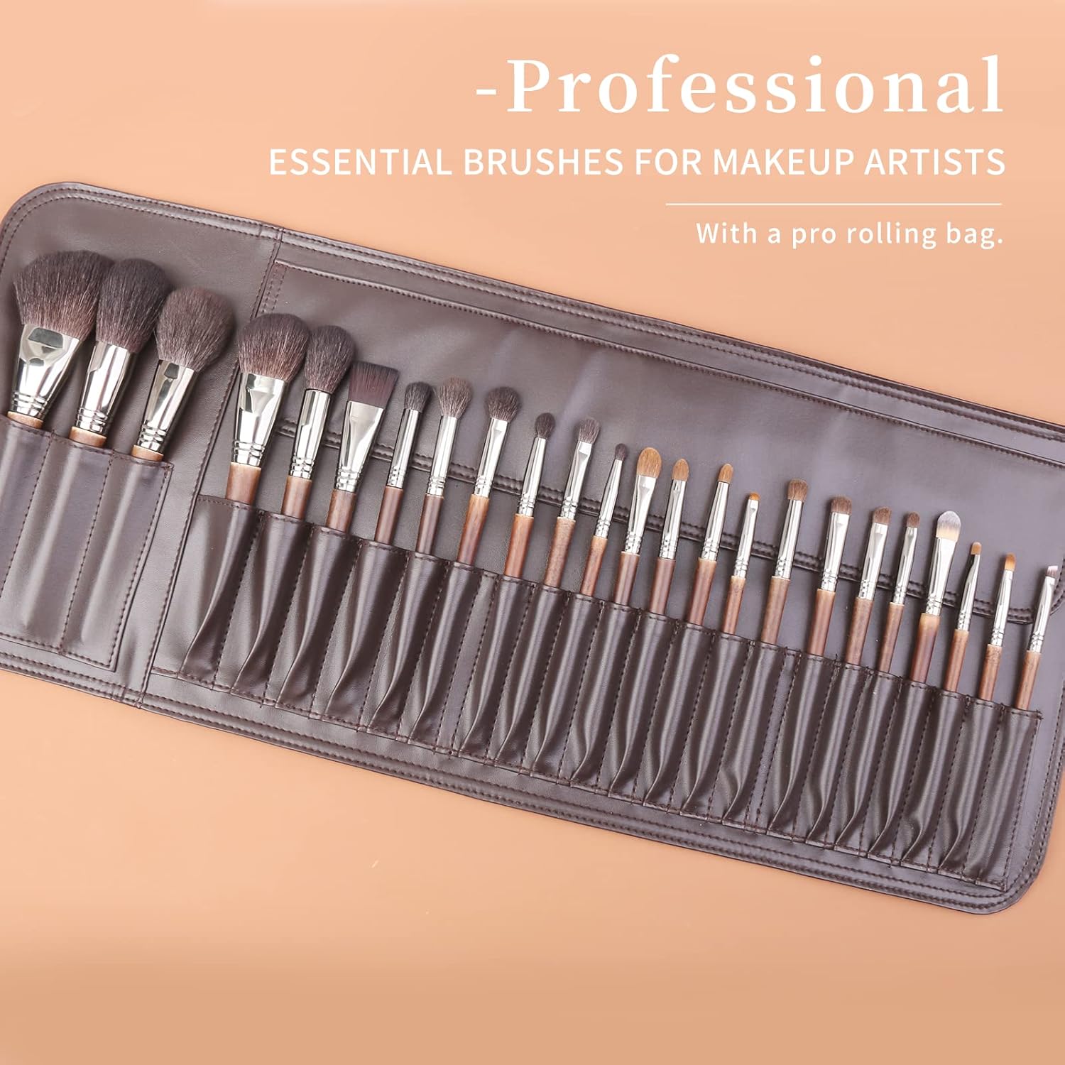 Deluxe Natural Goat Hair Makeup Brush Set with Case, Luxury ENZO KEN Cosmetic Brushes Makeup Set, Natural Makeup Brushes, Natural Bristle Makeup Brushes, Natural Hair Makeup Brushes Set Professional. - Image 4