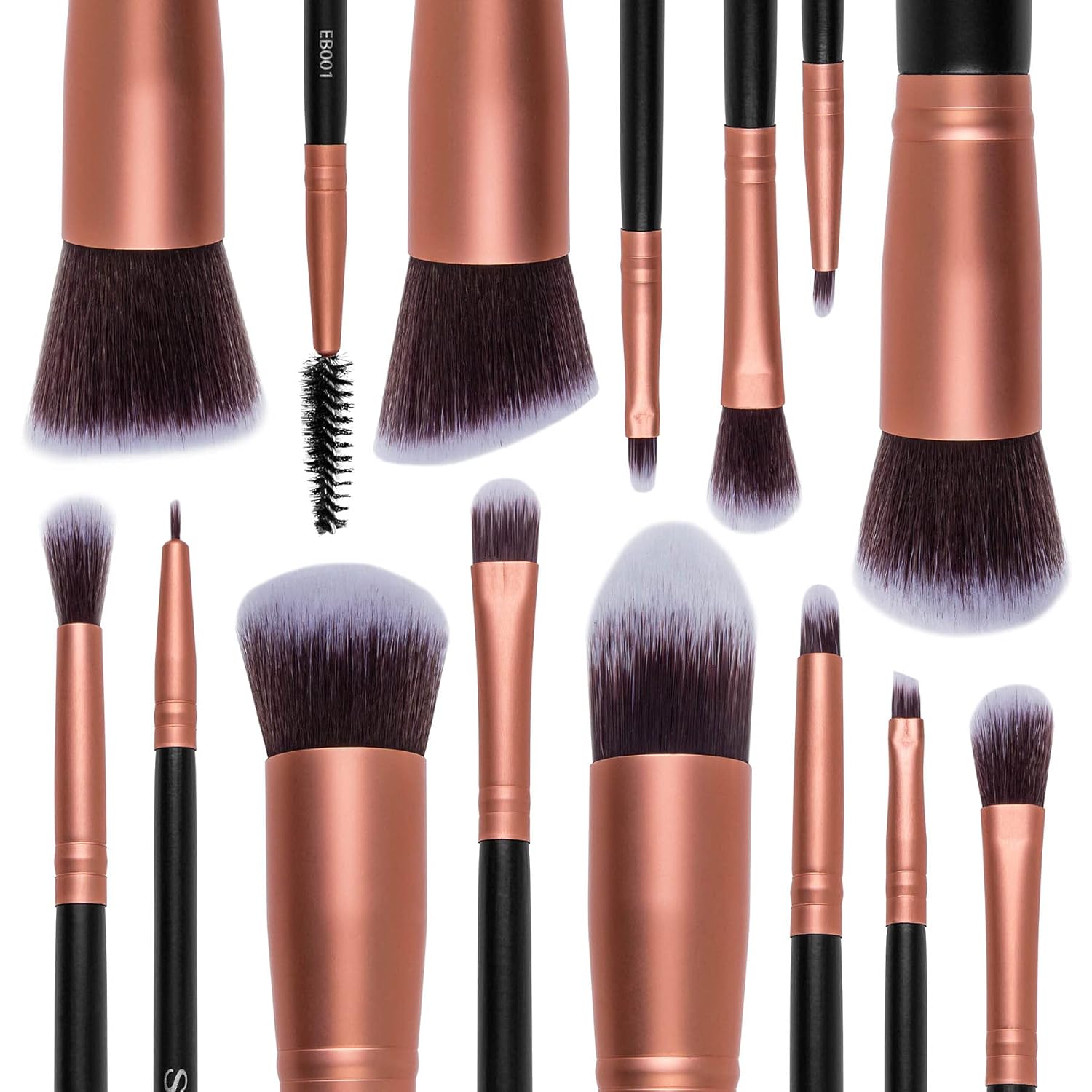 SHANY Makeup Brushes - Rose All Day - 14-Piece Brush Set – Foundation Powder Concealers Eye Shadows Makeup brushes - Complete Kabuki Makeup Brush Set in Rose Gold - 14 PCS - Image 5