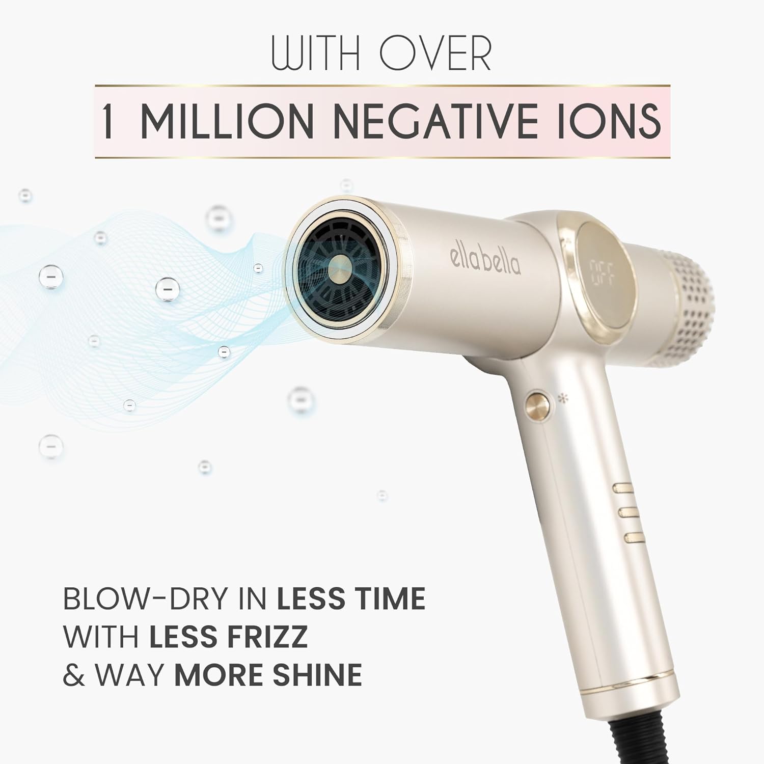 ELLA BELLA® Professional Ionic Hair Dryer with Diffuser • Negative Ion Blow Dryer • Suitable All Hair Types • Intelligent Heat Control & Rapid Drying Speeds • Lightweight Design • Low Noise Technology - Image 2