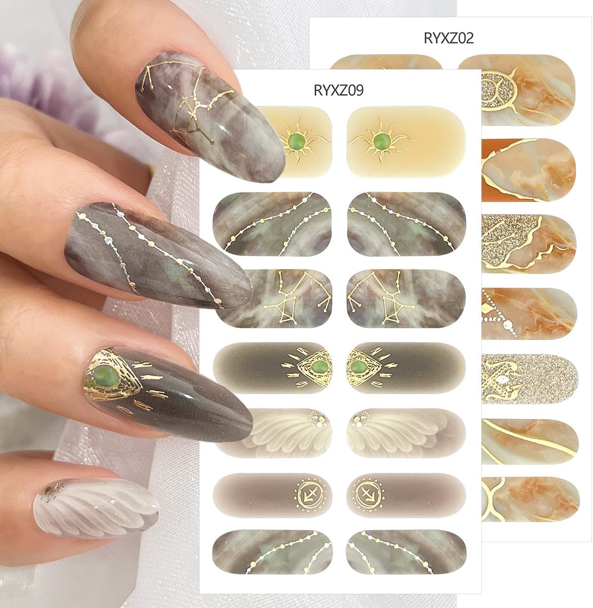 6 Sheets Zodiac Nail Stickers 3D Self-Adhesive English Letters Nail Art Stickers for Nail Art Pink Gold Silver Design Zodiac Nail Decals Pegatinas Uñas Letter Sticker for Women Girls Acrylic Nails - Image 4
