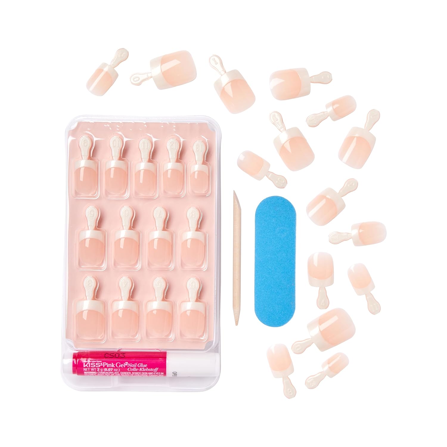 Kiss Everlasting French Nail Manicure, Chip-Free, Flexi-Fit Technology, Real Short, "String of Pearls", Nail Kit with Pink Nail Glue (Net Wt. 2g / 0.07oz), Mini File, Manicure Stick, and 28 Fake Nails - Image 2
