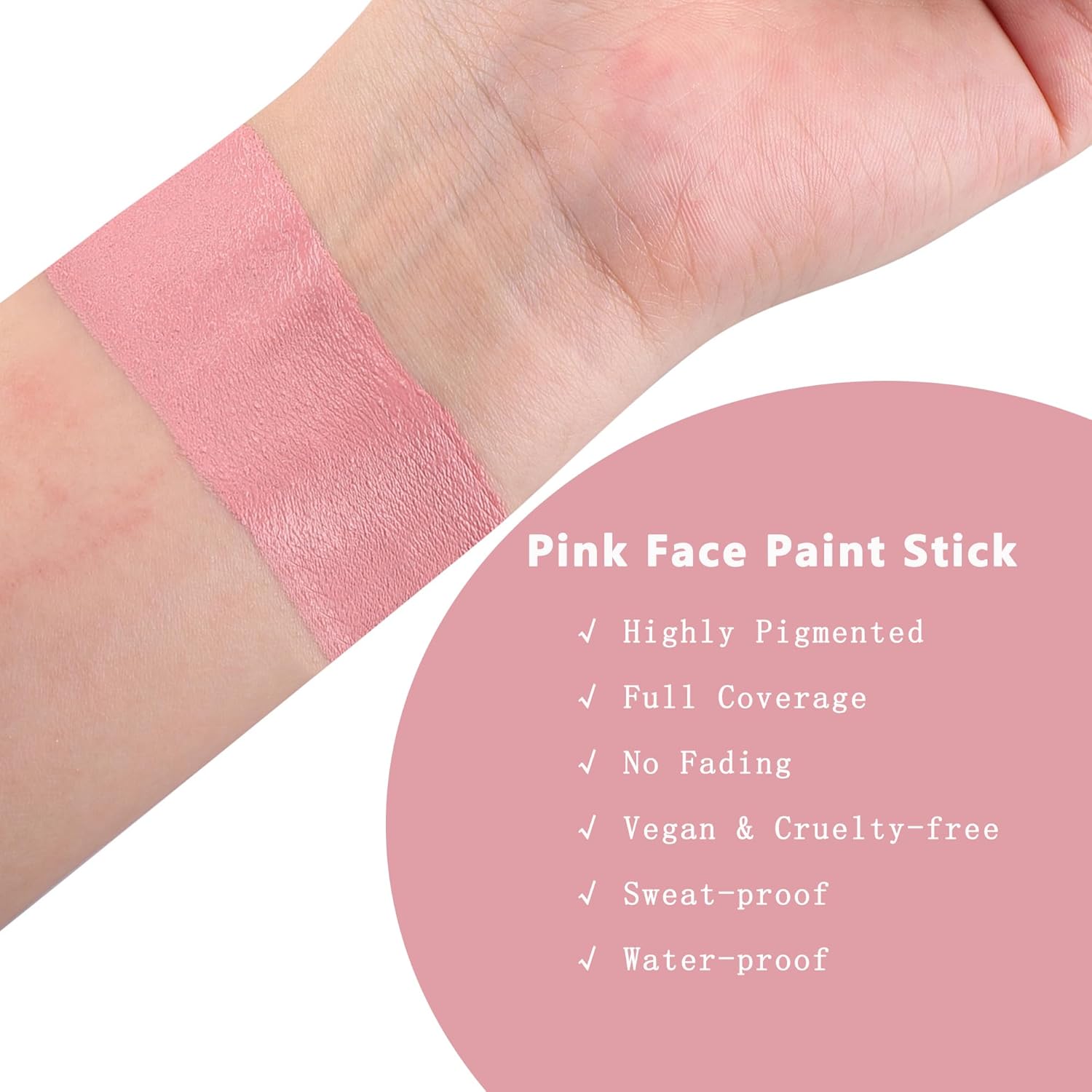 Baby Pink Face Paint Stick, Pastel Pink Non-Toxic Oil Based Face Body Paint Stick High Pigmented Halloween Special Effect Sfx Makeup - Image 2