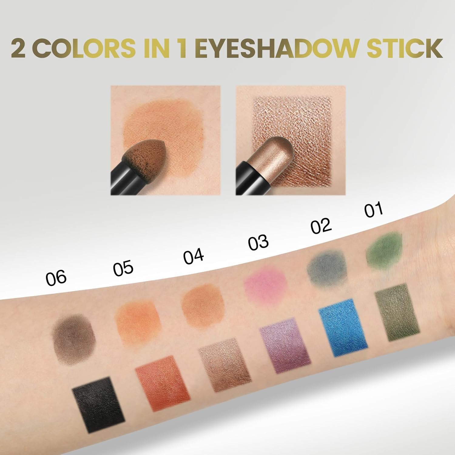 New 2 in 1 Magic Eyeshadow Stick with Powder and Cream Heads, One Stick with Waterproof Shimmer and Matte Texture for Fast Drawing Smoky Eye Shadow Makeup - Image 4