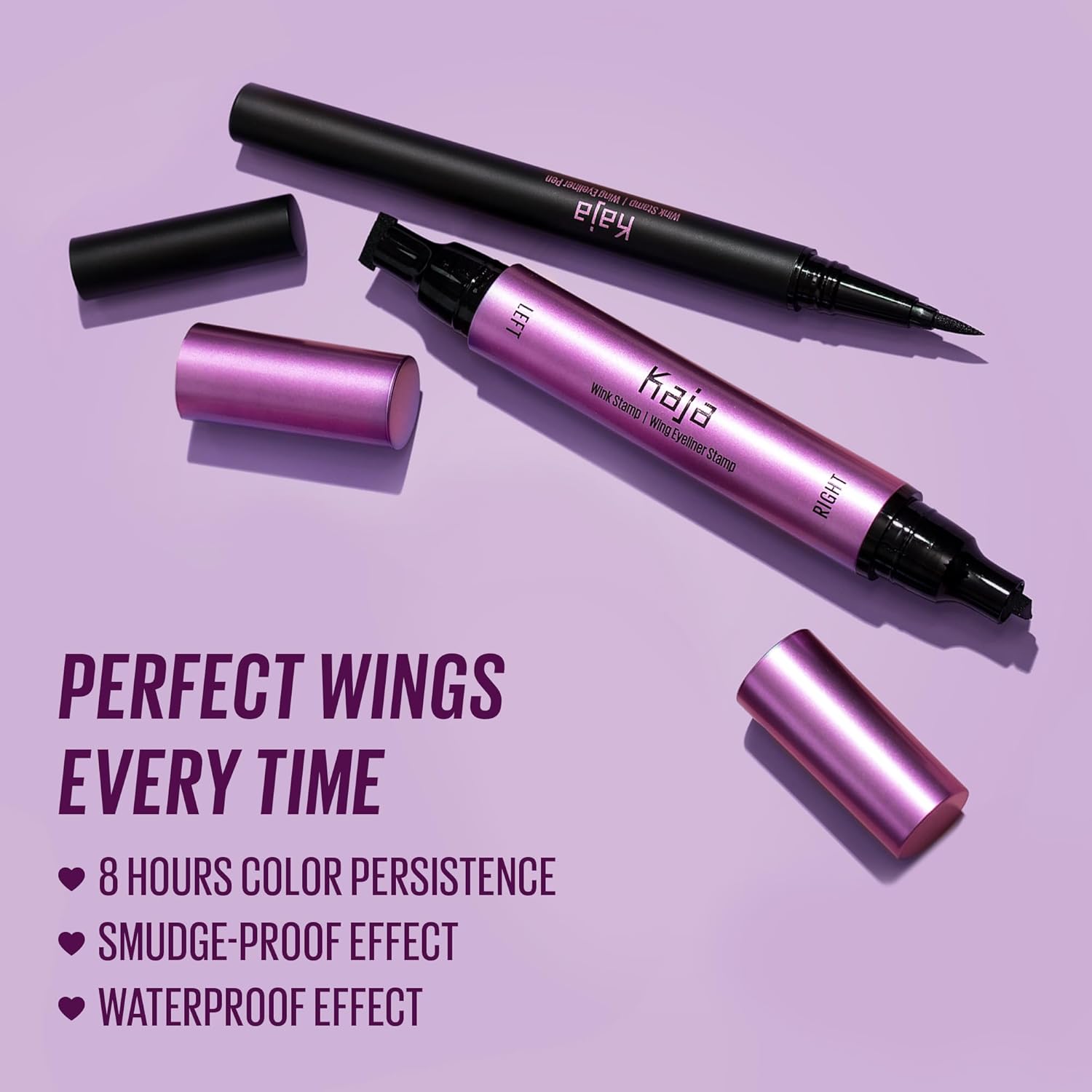 Kaja Winged Eyeliner Set - Wink Stamp Original | with Avocado Extract, Double-ended Wing, Smudge-Proof, Waterproof, Eye Irritation Tested, Long Lasting Pencil, Colorstay, Matte Finish, Cat Eye Look - Image 2