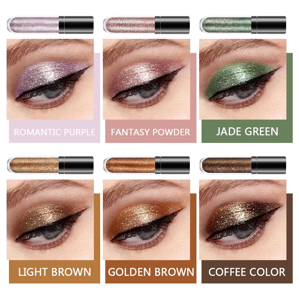 6 Colorful Shades Waterproof Liquid Glitter Eyeshadow Eyeliner Sticks Kit – Long Wearing Professional Eye Makeup Set,sombras de ojos,Set B - Image 2