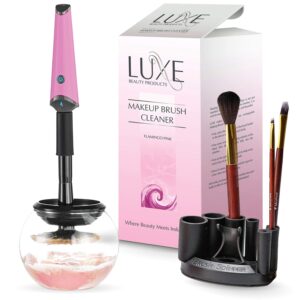 Electric Makeup Brush Cleaner, Pink, USB Charging Station, 3 Adjustable Speeds, Cleaner to Instantly Wash and Dry Your Makeup Brushes