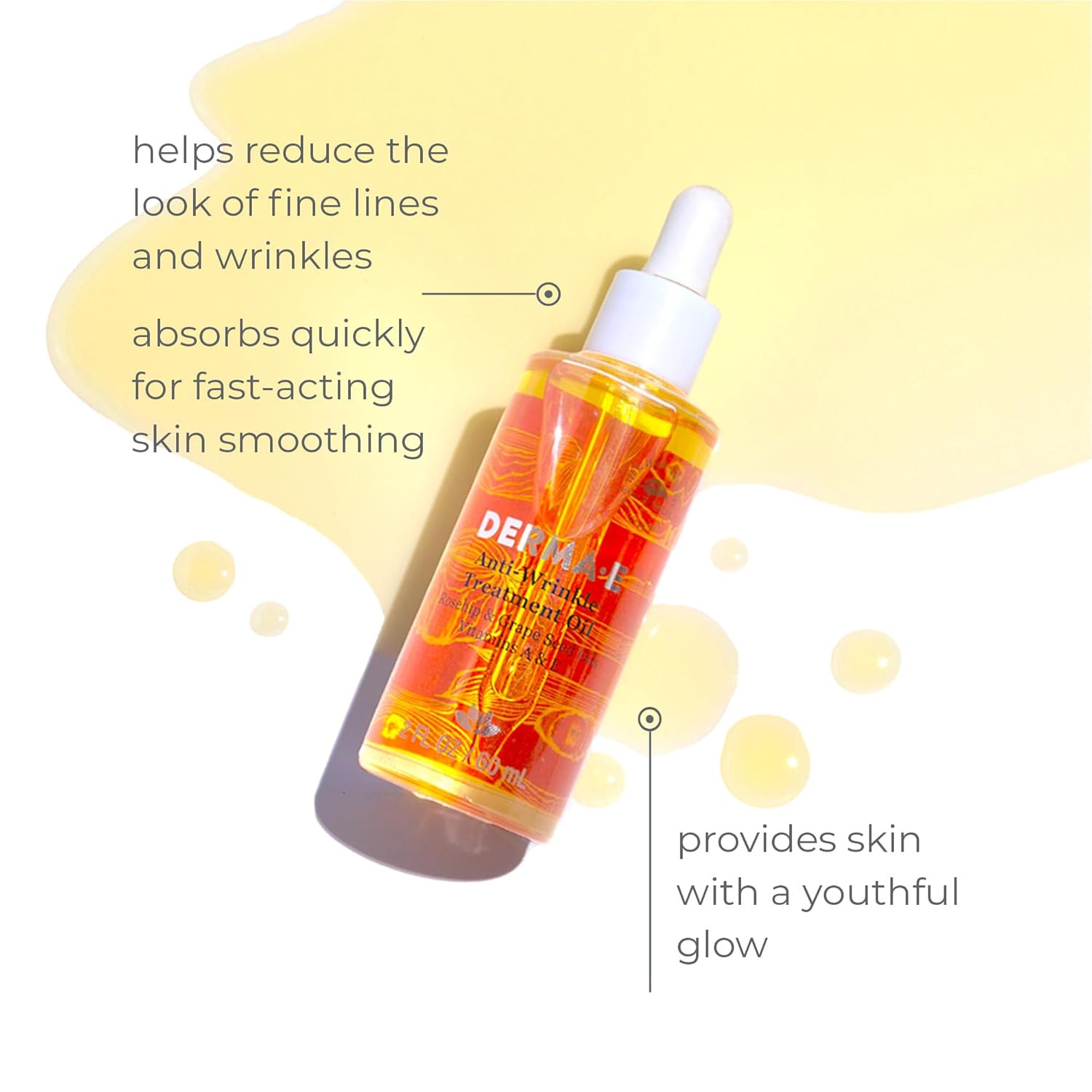 DERMA E Anti-Wrinkle Treatment Oil โ Anti-Aging Face Oil with Vitamin A and Vitamin E โ Fragrance Free Face and Neck Moisturizer for Youthful, Vibrant Skin, 2 oz - Image 2