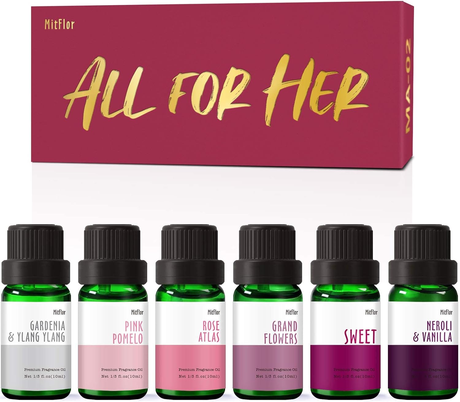 Essential Oils, MitFlor Fragrance Oil Set for Ladies, 6 * 10ml, Mother's Day Gift, Perfume, Soap & Candle Making Scents, Essential Oils for Diffusers for Home, Aromatherapy Oils Gift Set