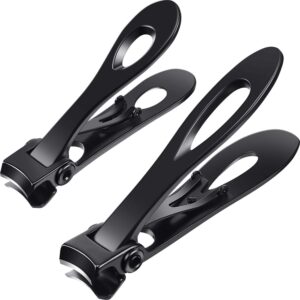 Mudder 2 Pieces Oversized Thick Nail Clippers Wide Jaw Large Cutter Toenails Fingernails Tough Ultra Sharp Stainless Steel Trimmer Gift for Christmas Ingrown Manicure Pedicure Men Women Elder Adults