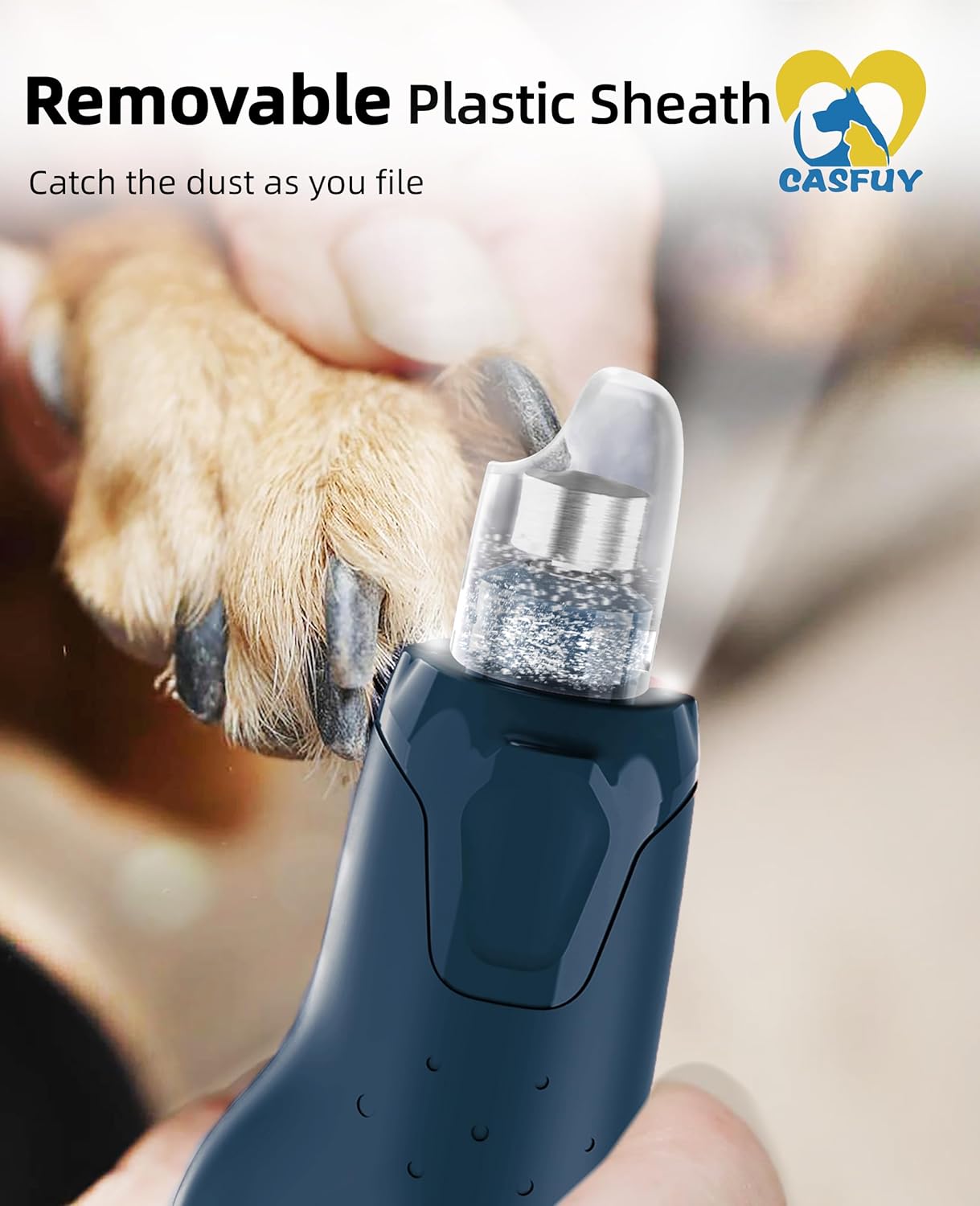 Casfuy Rechargeable 6-Speed Dog Nail Grinder with LED Lights for All Sizes - Image 6