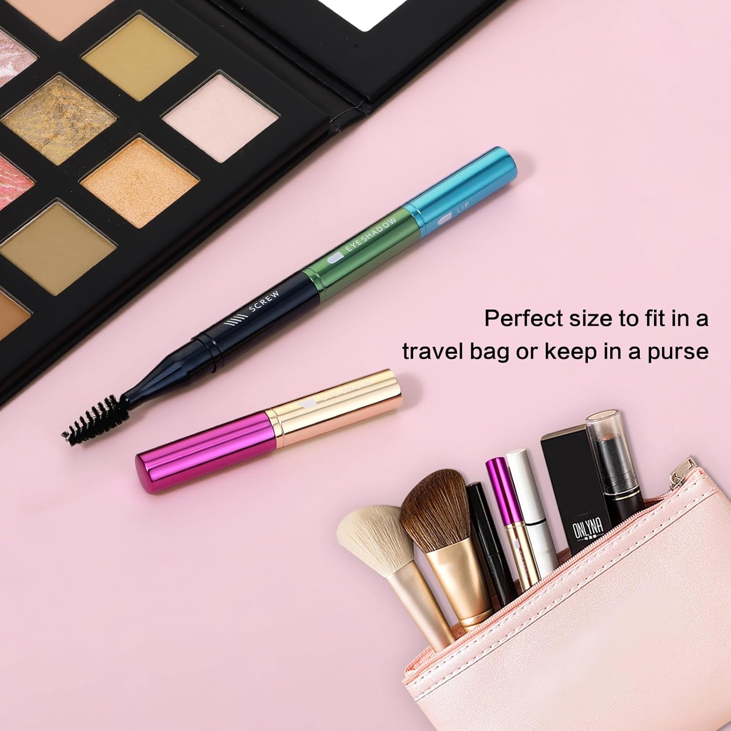 Simarro 4 in 1 Makeup Brush Set, Portable Travel Size Make Up Brushes - Detachable Eyeshadow, Eyebrow, Screw, Lip Brush for Foundation, Concealer, Powder Liquid (Multicolor) - Image 7