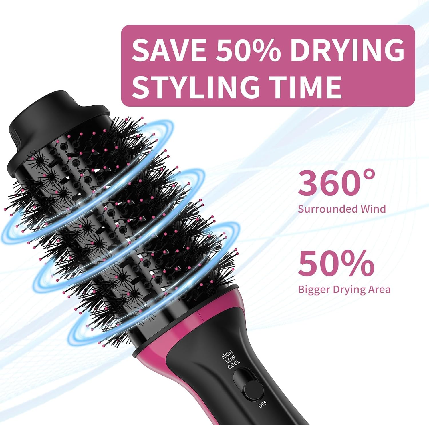 Dual Voltage Hair Dryer Brush for European Travel, 120V - 240V One Step Hair Dryer and Styler Volumizer, Professional Blow Dryer Brush with Negative Ion Anti-frizz for Drying, Straightening, Salon - Image 6