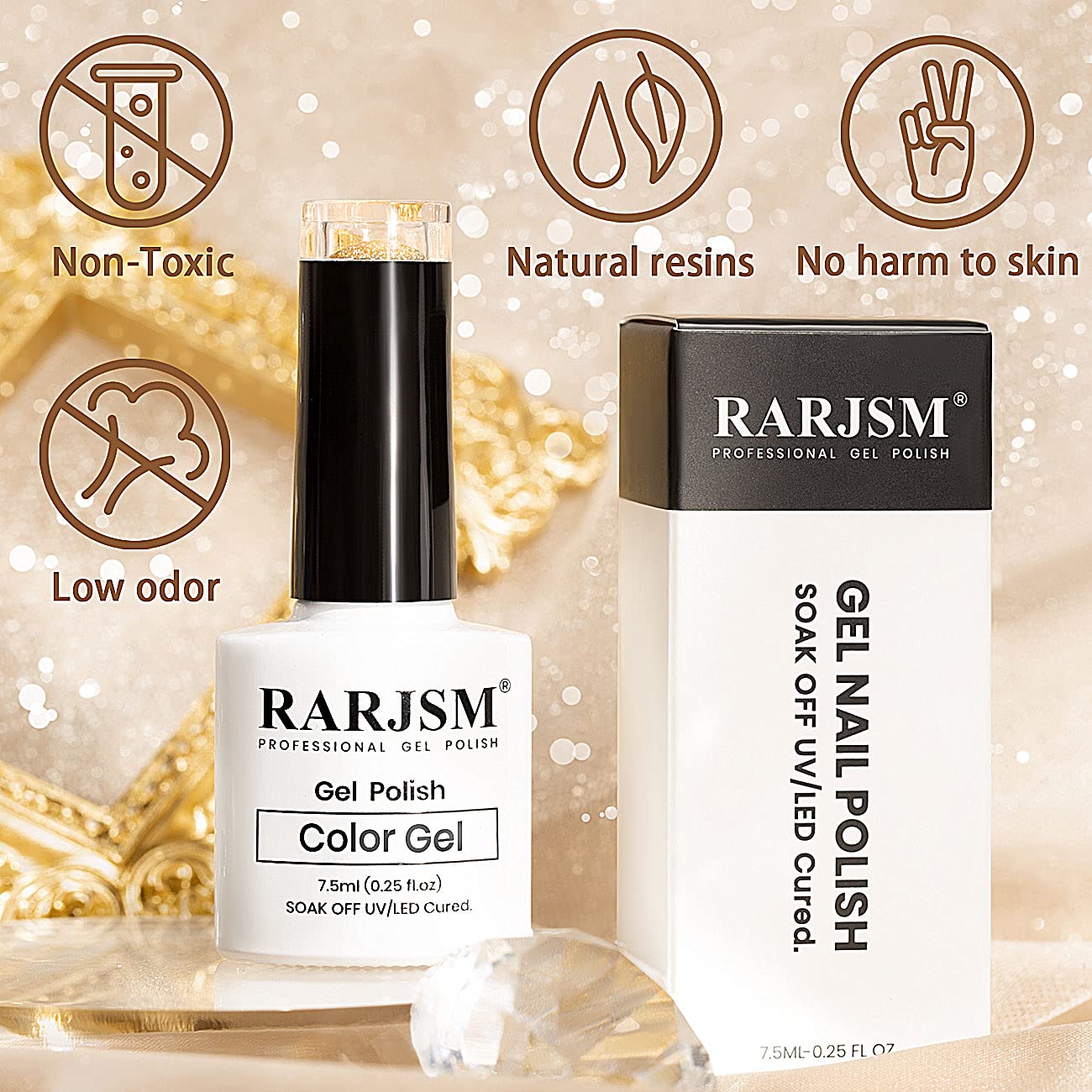 Glitter Gel Nail Polish, Gold Diamond Gelpolish Spark Shiny Nail Art Soak Off U V L E D Lacquer Gel Nail Starter Manicure Salon DIY at Home RAR82 - Image 6