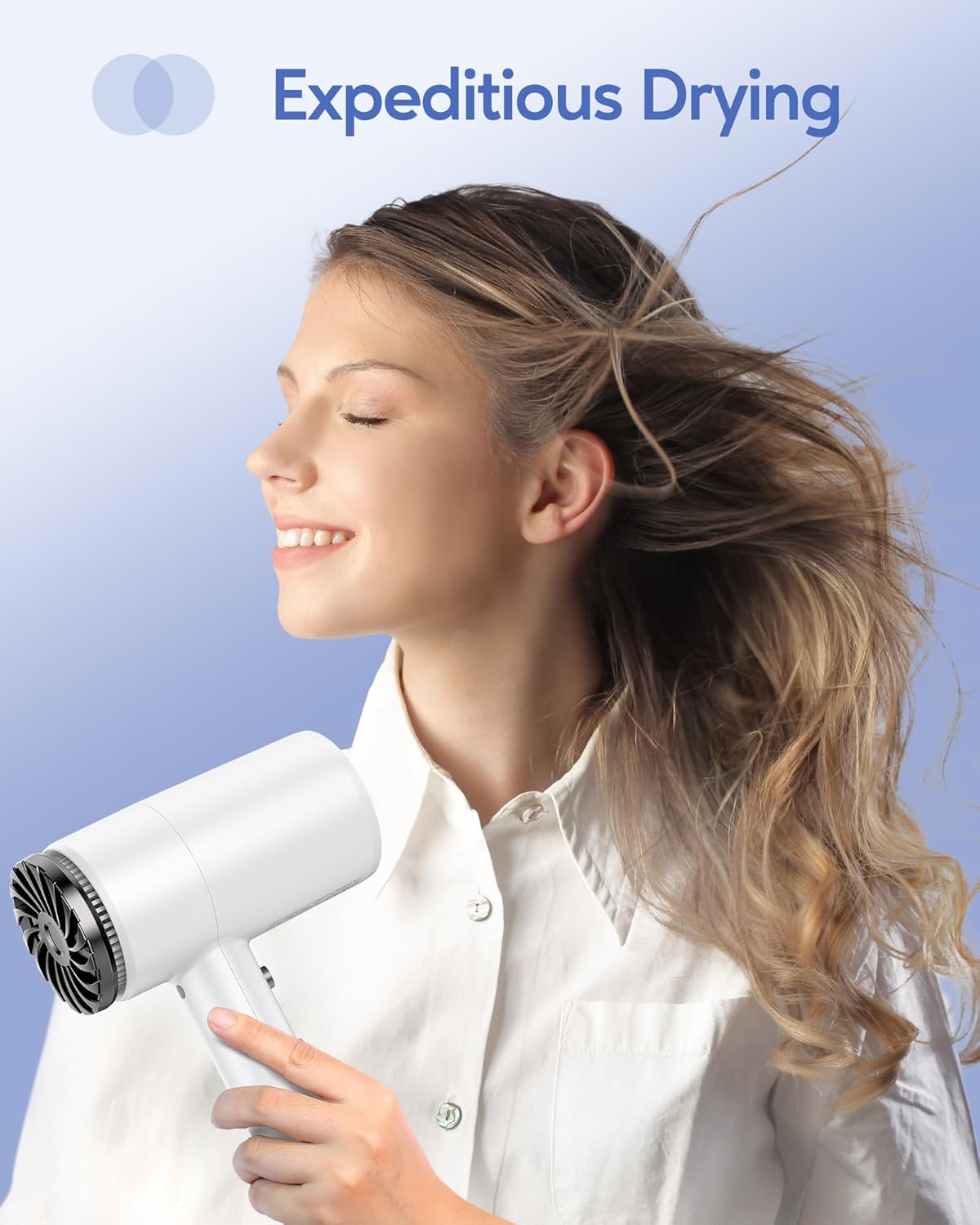 Wavytalk Hair Dryer with Diffuser 1875W Ionic Blow Dryer for Fast Drying with Concentrator Lightweight White. - Image 4