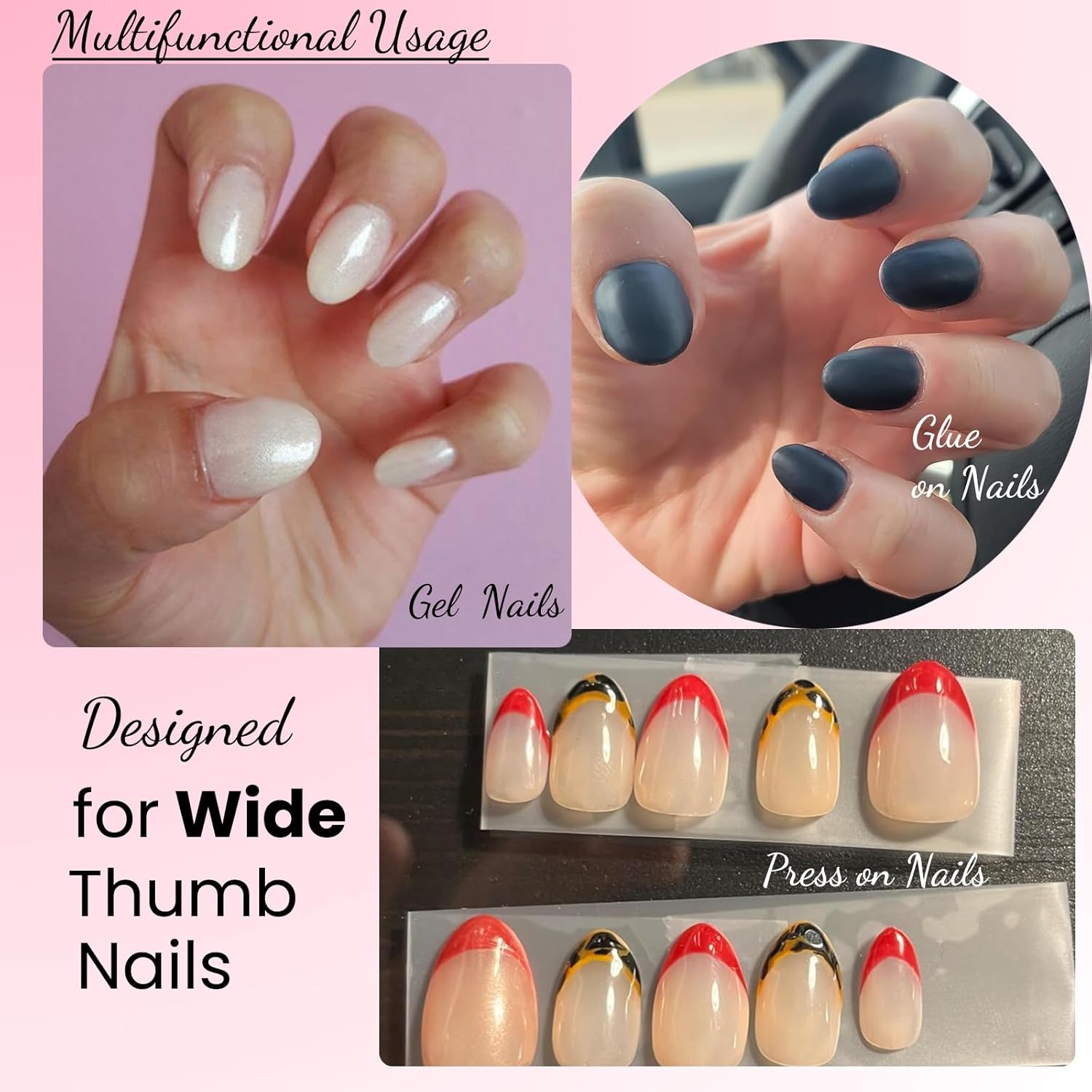 Extra Short Wide Fit Almond Nail Tips for Short Wider Nail Beds,SINOKAME Full Matte No File Extra Wide Almond Press On Nails Clear,Pre-shaped Short Fake Nails for Acrylic Gel Nail Extension - Image 6