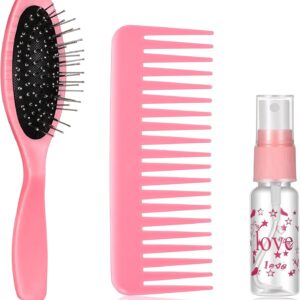 Civaner 3 Pieces Doll Wig Brush Set with Spray Bottle, Comb and Styling Accessories for 18 Inch Dolls(Light Pink)
