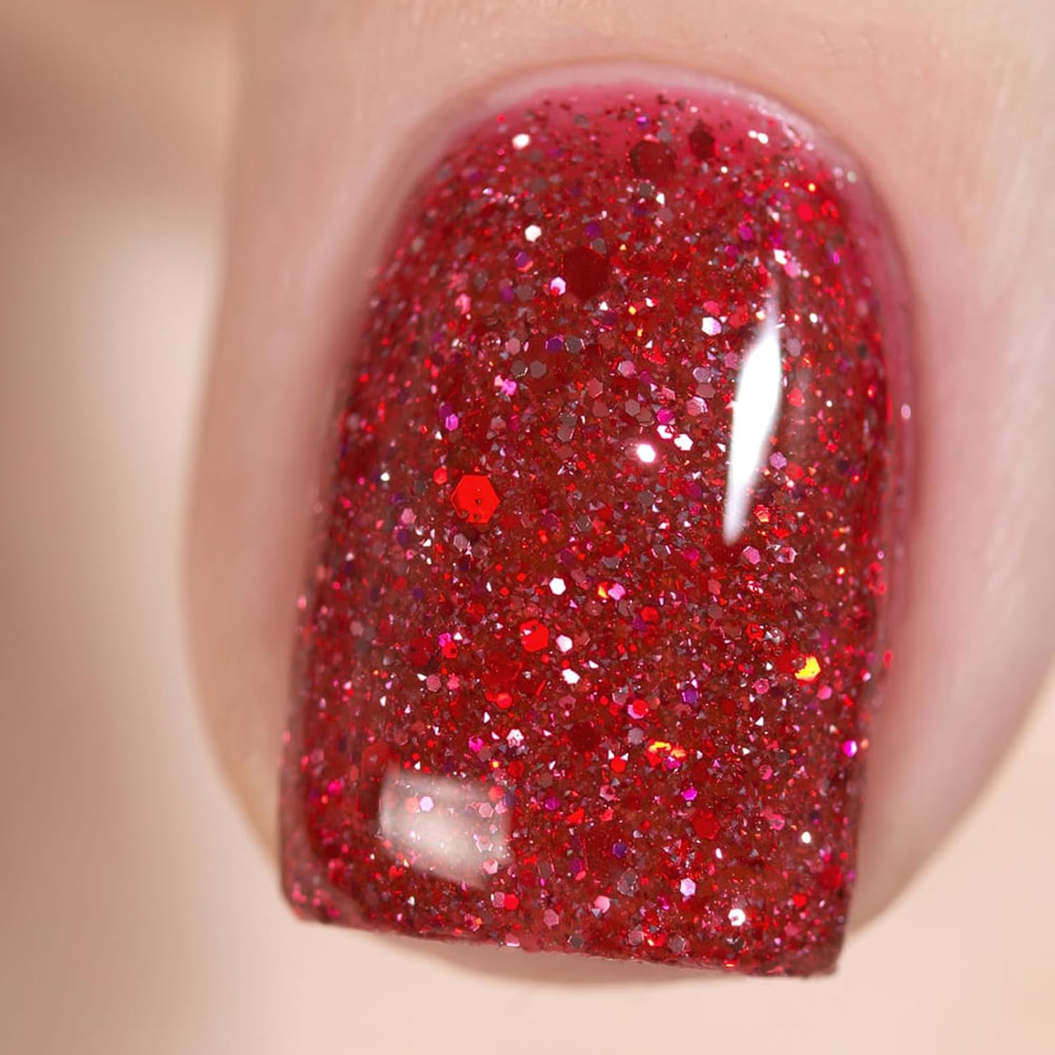 Red Glitter Nail Polish, Air Dry Sparkly Nail Lacquer 14ML - Image 2