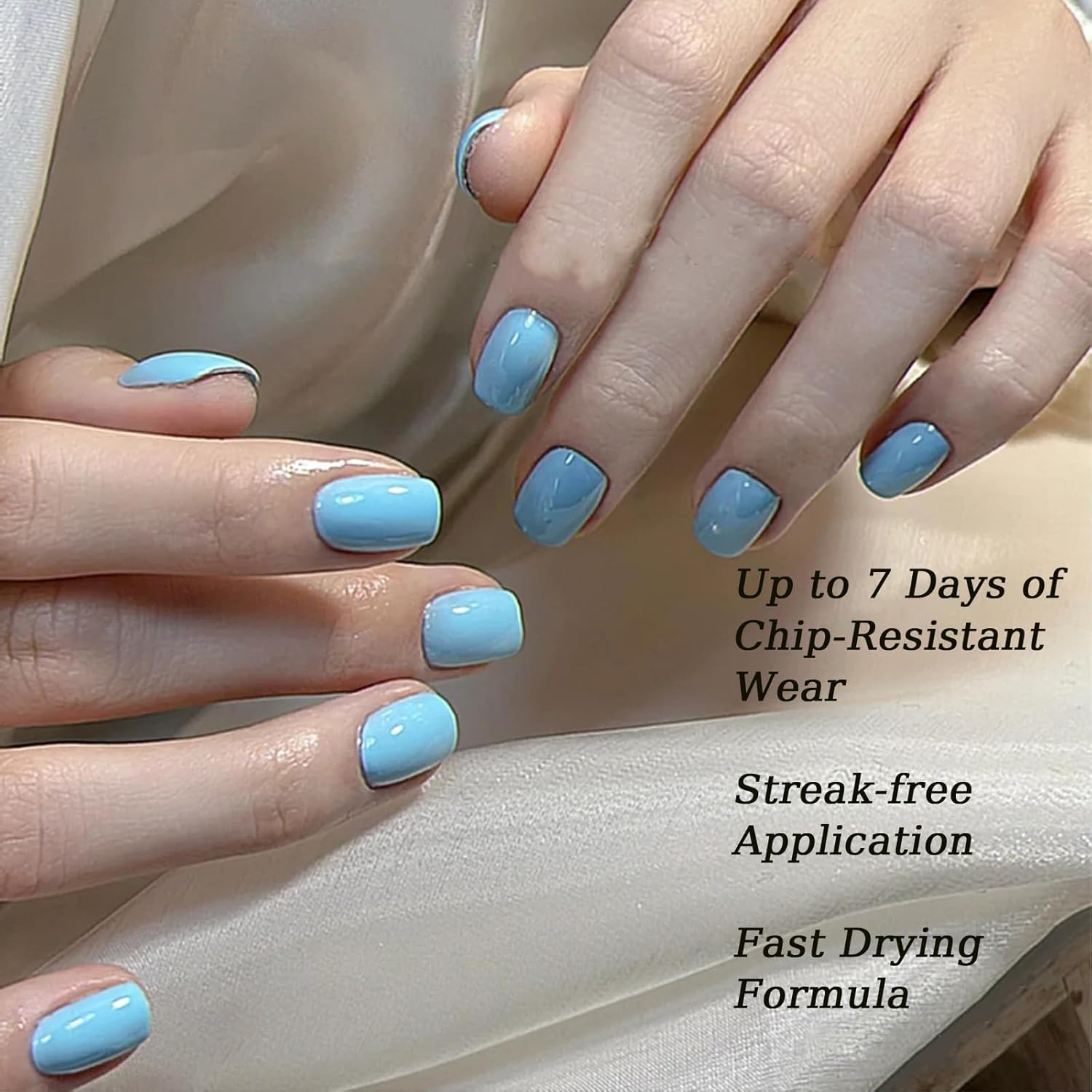 COSMOO Sky Blue Quick Dry Nail Polish, Vegan Chip-Resistant Long-Lasting Nail Lacquer for Nail Art Varnish, 0.34 fl oz Quick Dry Nail Polish (Sky Blue) - Image 3