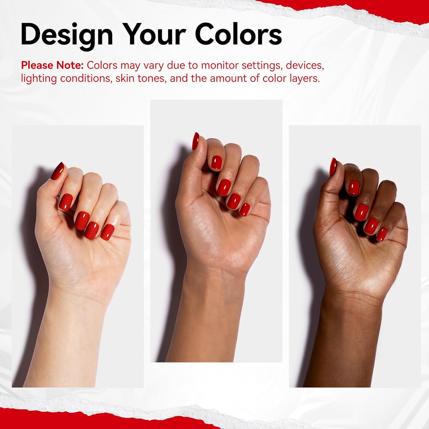 Red Nail Polish French Nail Art Regular Nail Polish 9-Toxic Free Vegan Enrich with Castor Oil Fast Dry Classic Toe Fingernail Polish Manicure Salon DIY Design at Home Gift for Girls Woman - Image 5