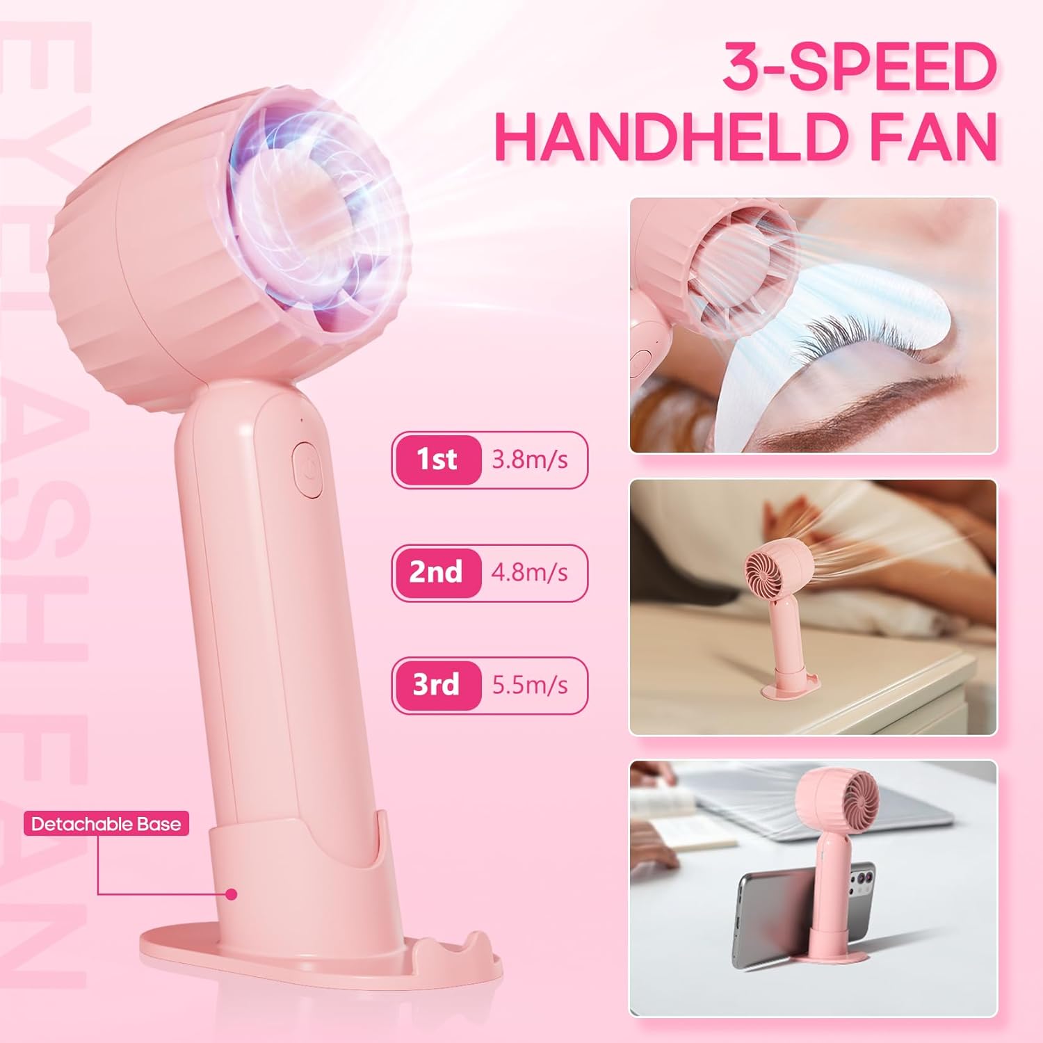 Buqikma Lash Cleaning Kit - Lash Shampoo Kit Eyelash Extension Cleanser for Extensions 60ML with Rechargeable Handheld Lash Fan Dryer Mascara Brush Rinse Bottle Makeup Cleansing Foam for Lash Care - Image 4