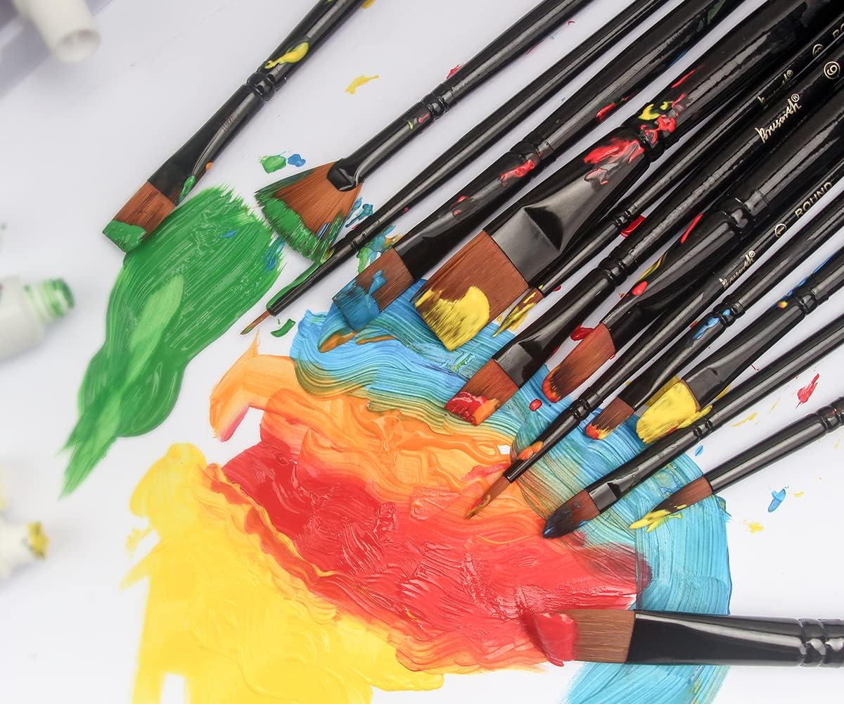 Paint Brushes Set, 14 PCS Artist Brush for Acrylic Oil Watercolor Gouache Artist Professional Painting Kits with Synthetic Nylon Tips - Image 4