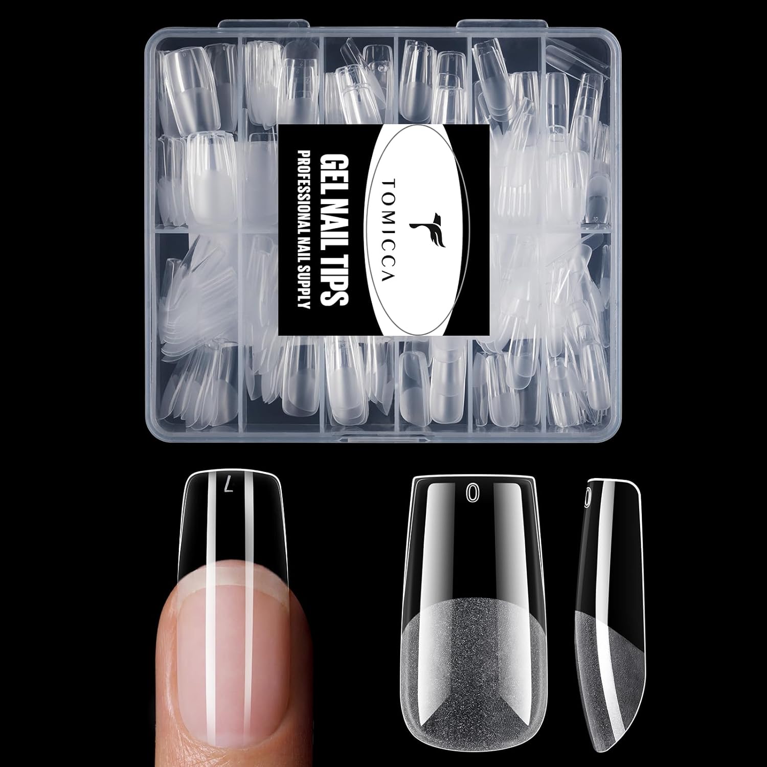 TOMICCA Clear Nail Tips Acrylic Nails 240Pcs Medium Square Acrylic Nail Kit Pre-shape Full Cover Clear Nails Gel Nail Tips for Extension Nail Home DIY, 12 Sizes - Image 9