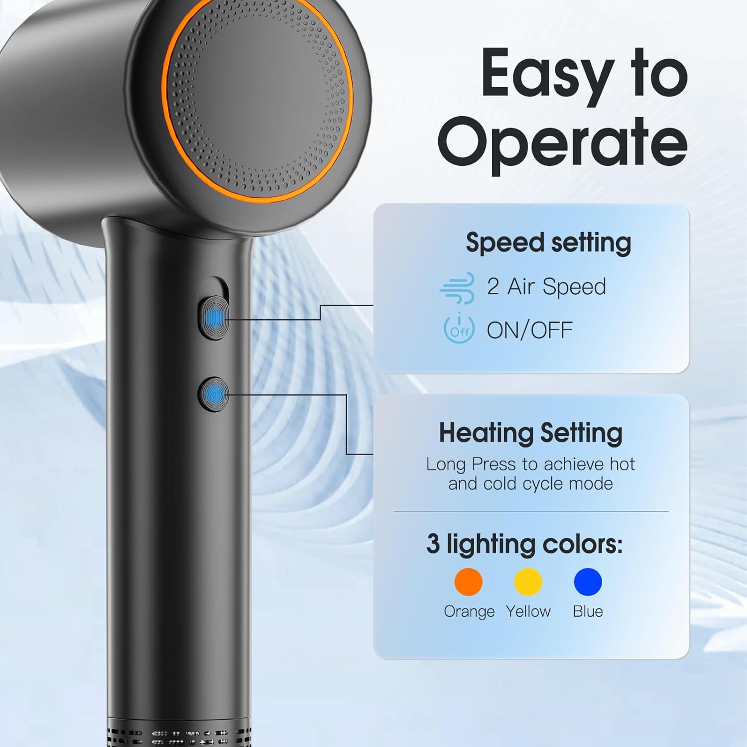 Diffuser Hair Dryer, 110,000 RPM Brushless Motor High-Speed Low Noise Thermo-Control Hair Dryers, Negative Ionic Blow Dryer,Fast-Drying Portable Hairdryer for Home, Travel Birthday Gift for Women Mom - Image 4