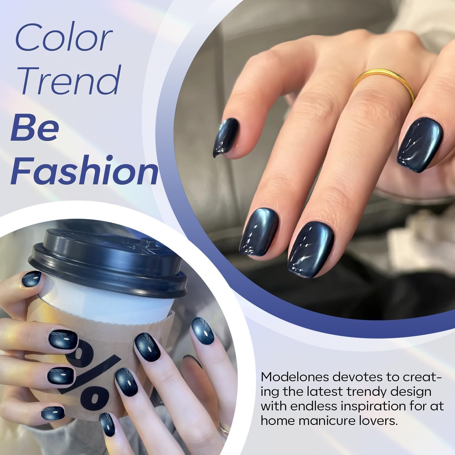 Modelones 15ml Blue Glass Sparkle Reflective Glitter Cat Eye Gel Nail Polish - Image 2