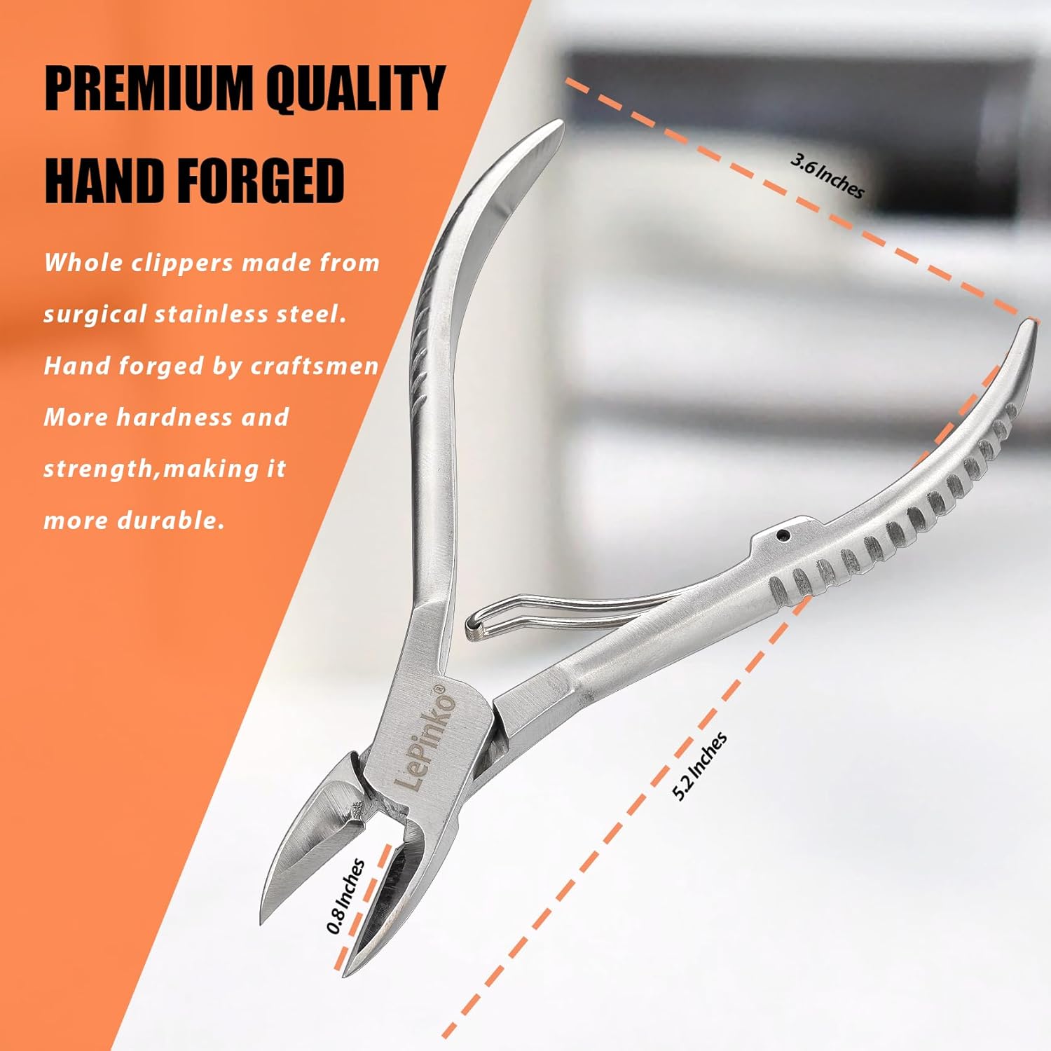 Heavy Duty Podiatrist Toenail Clippers for Thick and Ingrown Nails, Hand Forged Stainless Steel Toe Nail Clippers for Men Women Seniors - Image 3