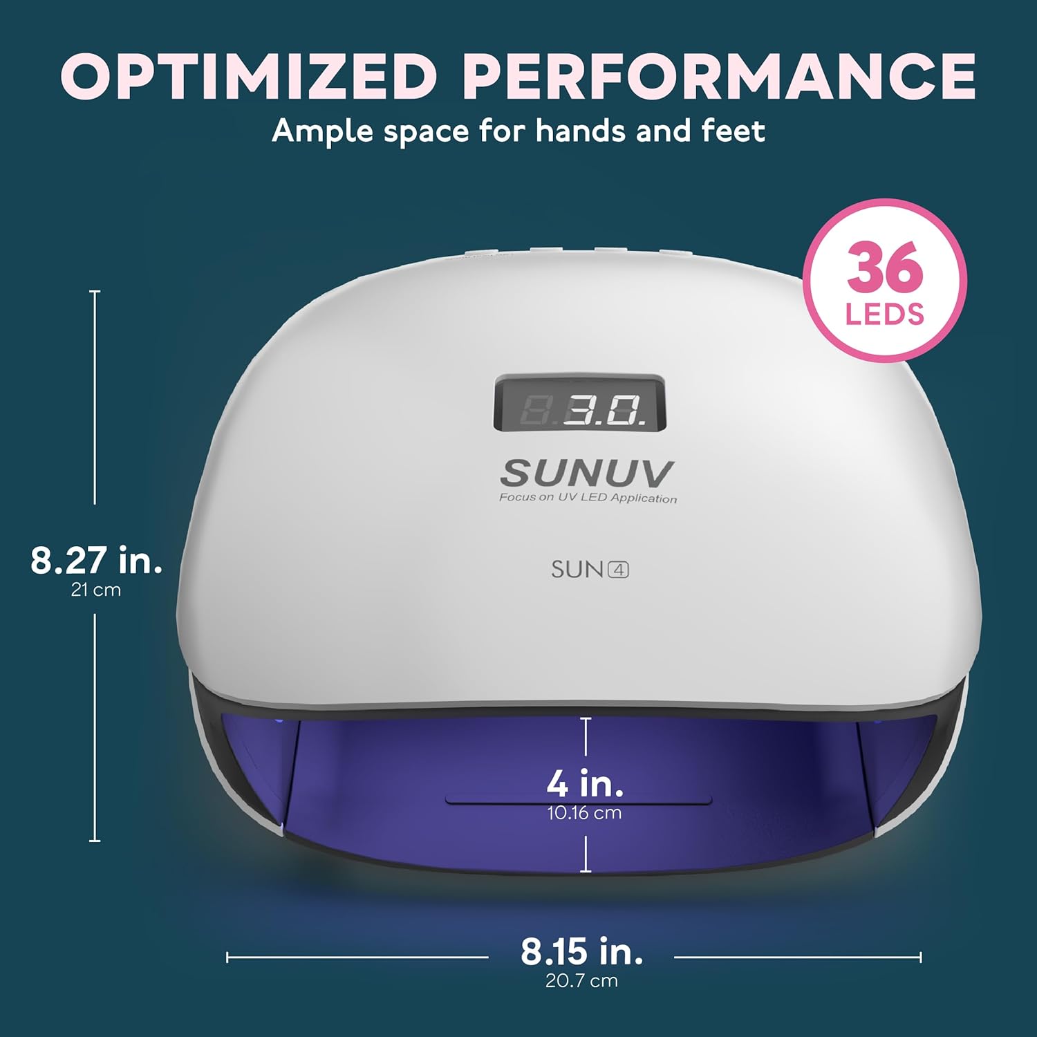 SUNUV 48W UV LED Nail Lamp, UV Light for Nails Compatible with All Gel Polish, 36 LEDS with 4 Timer Settings, LCD Display for Home Salon SUN4 Black - Image 4