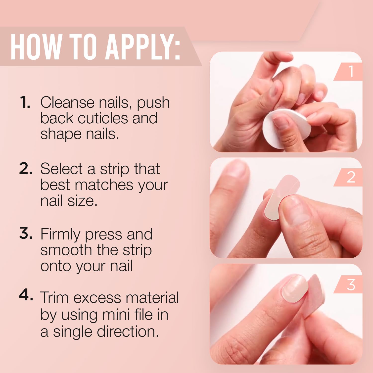 Ardell Nail Addict Nail Strips, Kiss Me Quick Nail Wraps, No LED Lamp Needed, Long-Lasting Gel Nail Stickers, 16 Strips with Mini Nail File & Wood Stick - Image 5
