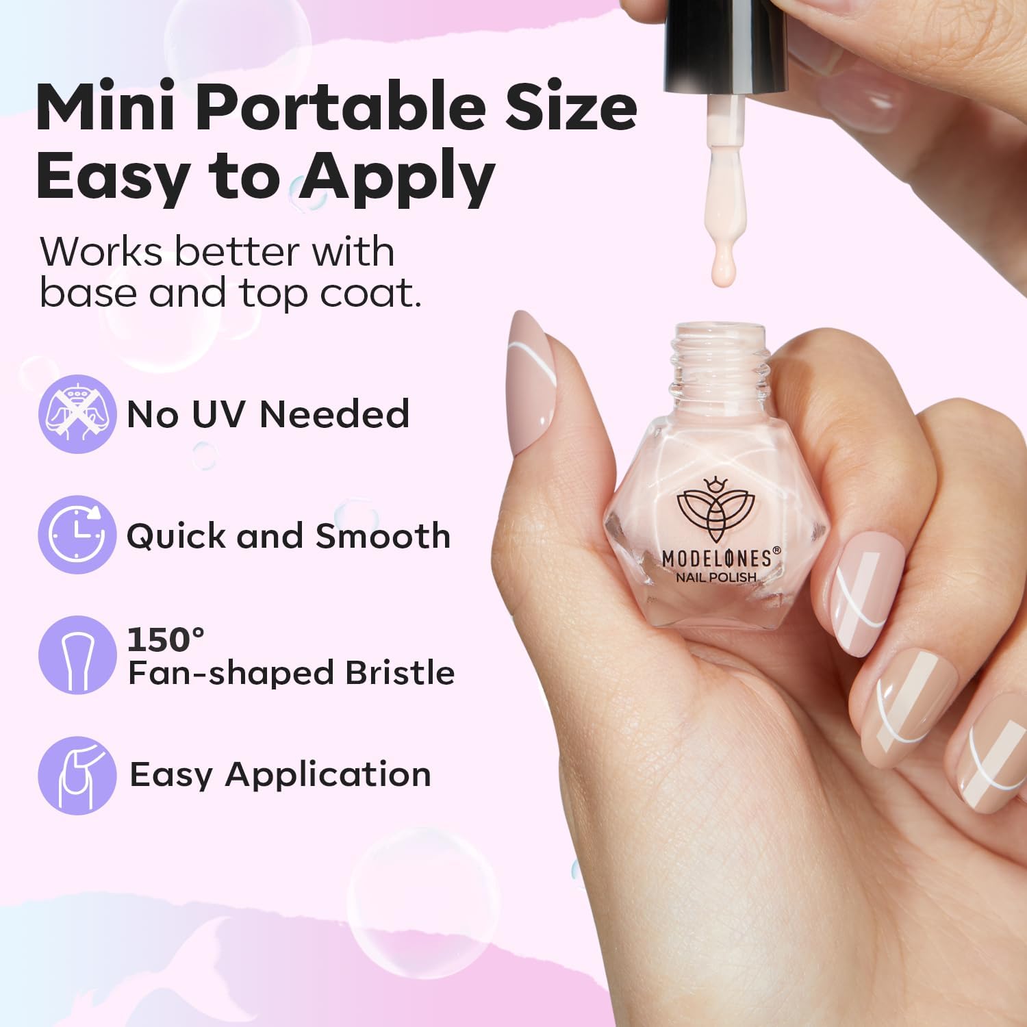 modelones Nail Polish Set, 6 Colors Summer Chrome Shimmer Pearl White Pink Mermaid Purple Quick Dry Nail Polish Kit Fingernail Polish 2025 Manicure DIY Salon Home Gifts for Women Girl - Image 6