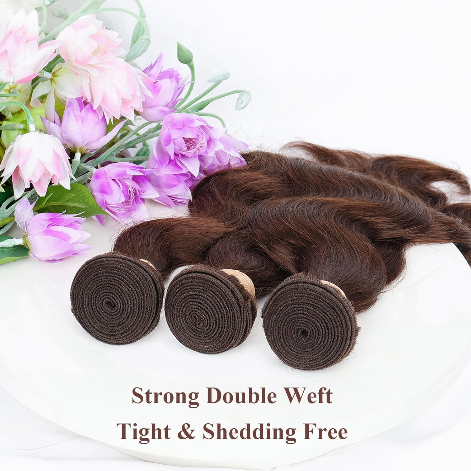 ALLRUN Brown Body Wave Bundles Human Hair 16 18 20 Inch Light Brown Hair Bundles Body Wave 12A 100% Unprocessed Brazilian Virgin Hair Chocolate Color Human Hair Extension Color 4# - Image 3