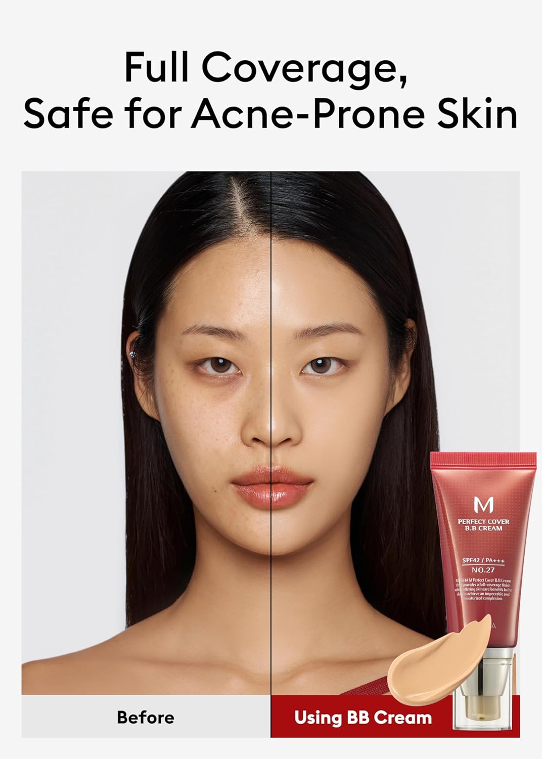 MISSHA M Perfect Cover BB Cream No.27 Honey Beige - Medium with Neutral/Warm Undertone SPF 42 PA +++ 1.69 Fl Oz - Tinted Moisturizer with SPF - Image 4