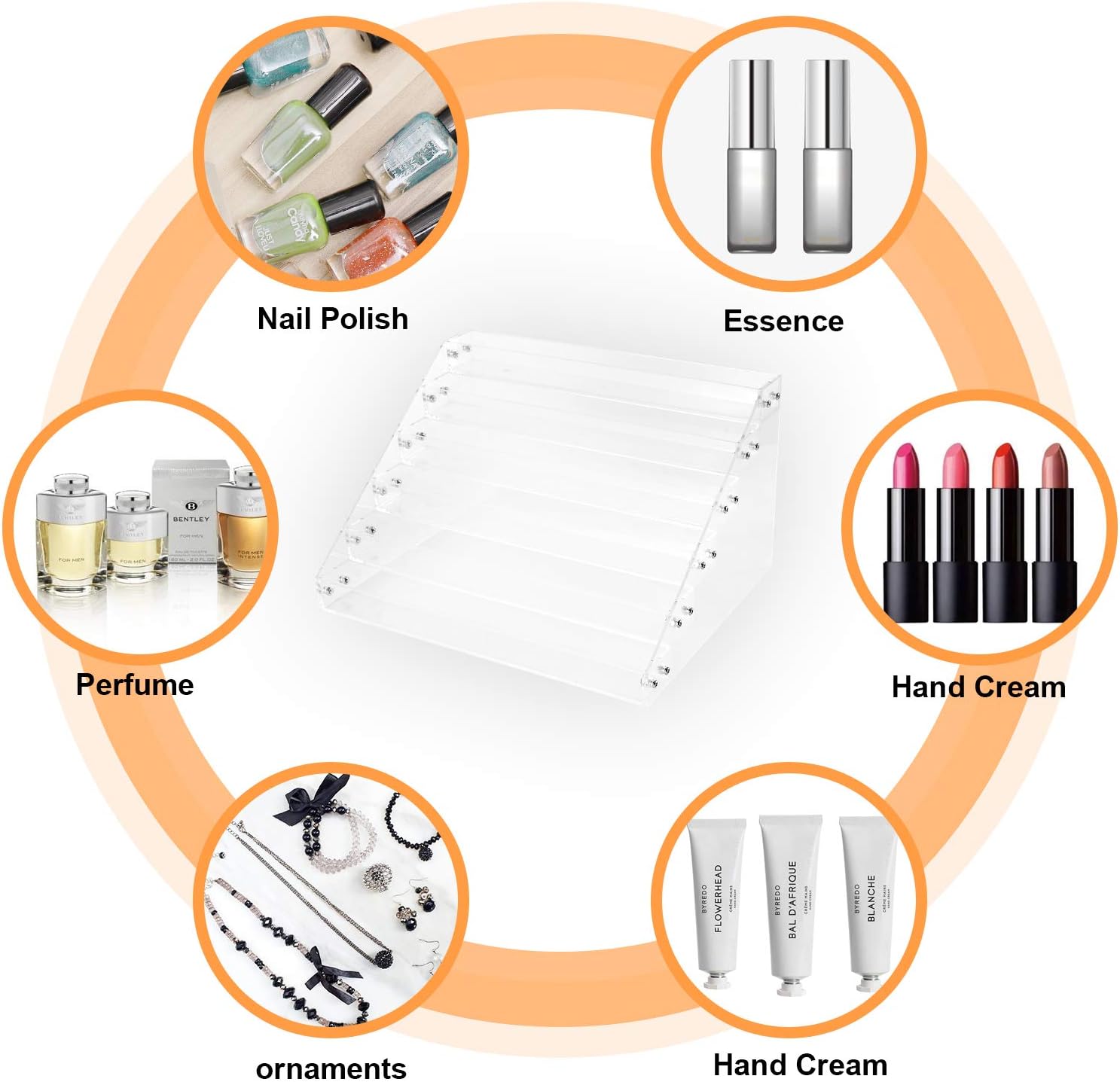 Clear Nail Polish Paint Organizer Holder Rack Shelf 6 Tier Acrylic Tattoo Ink Essential Oil Display Stand Holds Up to 48-96 Bottles for Table (Fit 1-2oz Bottles) - Image 4