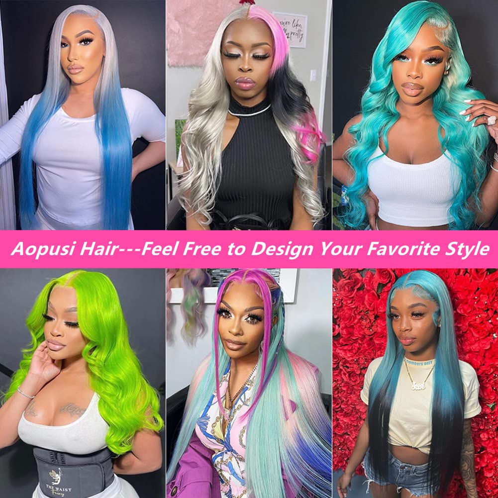 Aopusi 613 Human Hair Bundles with Frontal Brazilian Body Wave Bundles with Transparent Color Lace Frontal Closure Unprocessed Blonde Human Hair Weave and 13x4 Frontal Free Part(14 16 18+12) - Image 6