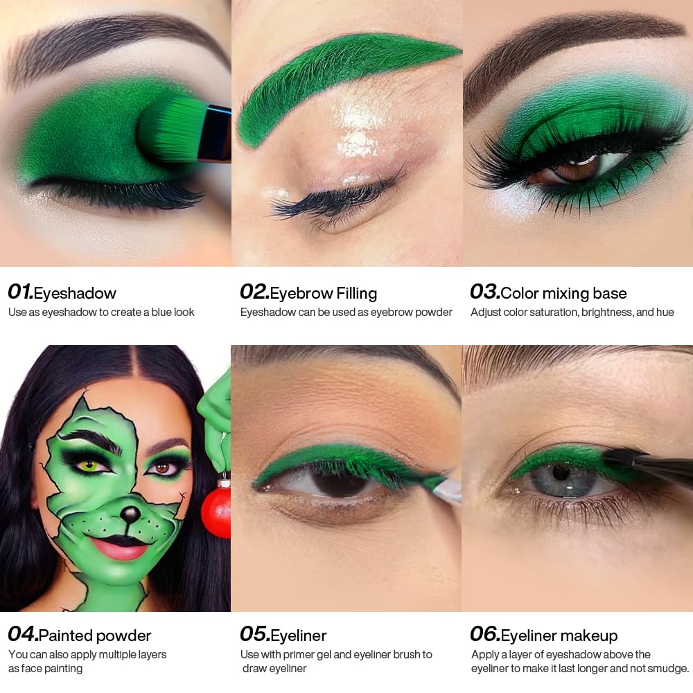 ecofavor Single Green Eyeshadow Palette with Applicator, Pressed Powder Matte True Green Eye shadow, Ultra-Pigment, Longwear, Vegan, Waterproof Green Eye Shadow Palette for Daily and Party Looks - Image 3