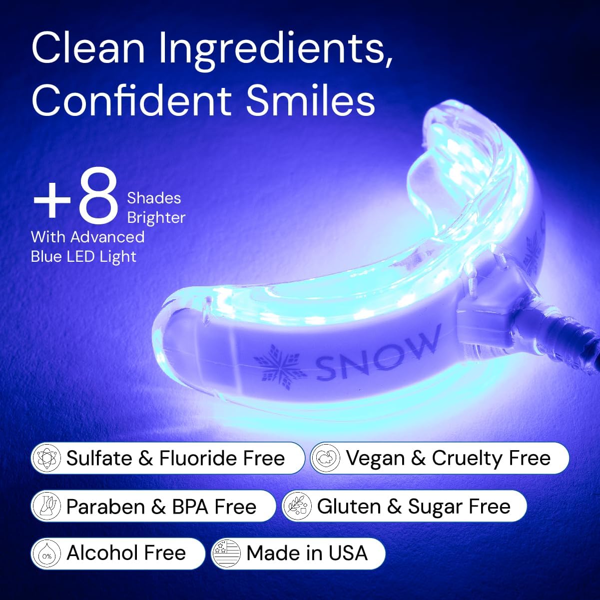 Snow Teeth Whitening Kit - Snow Teeth Whitening Serum and LED Mouthpiece Whitener, Formulated with Hydroxyapatite, Good for 6 Months - Wireless Kit with 3 Wands - Image 4