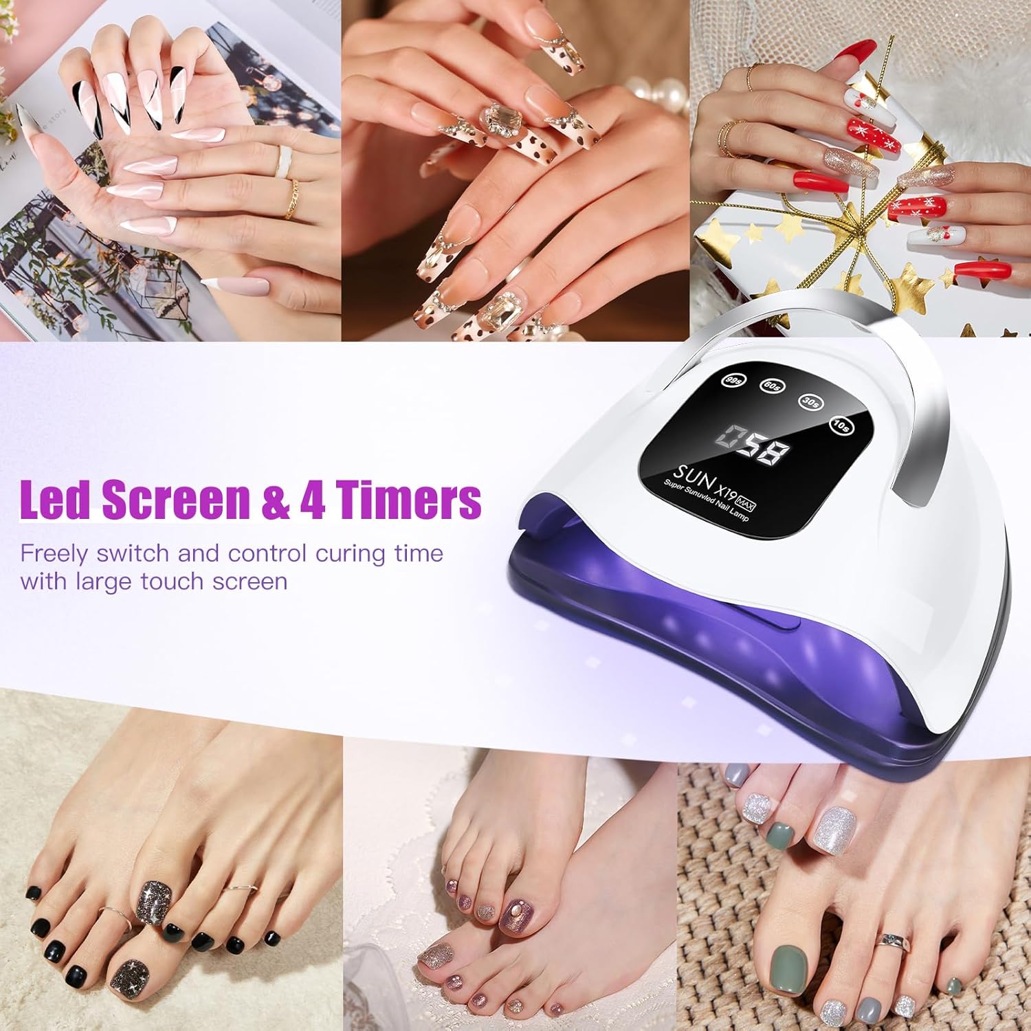 Wisdompark 320W UV LED Nail Lamp Black, 72 Beads, 4 Timers - Image 6