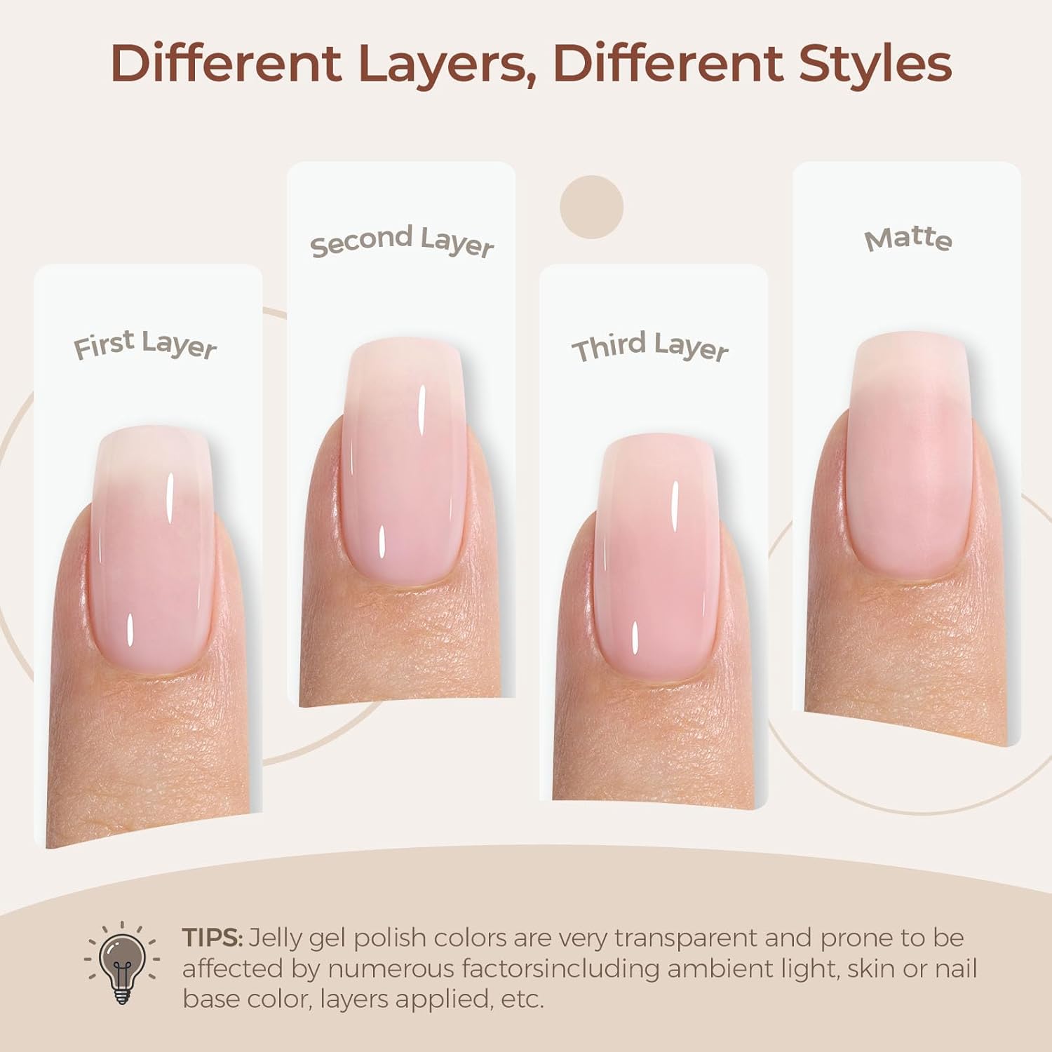 AILLSA Milky Pink Gel Nail Polish Natural Nude Jelly Gel Polish Light Color Translucent Gel Polish Sheer Pink Neutral Nails Soak Off U V Gel for French Manicure Nail Salon at Home 0.51 Fl Oz /GB90 - Image 3