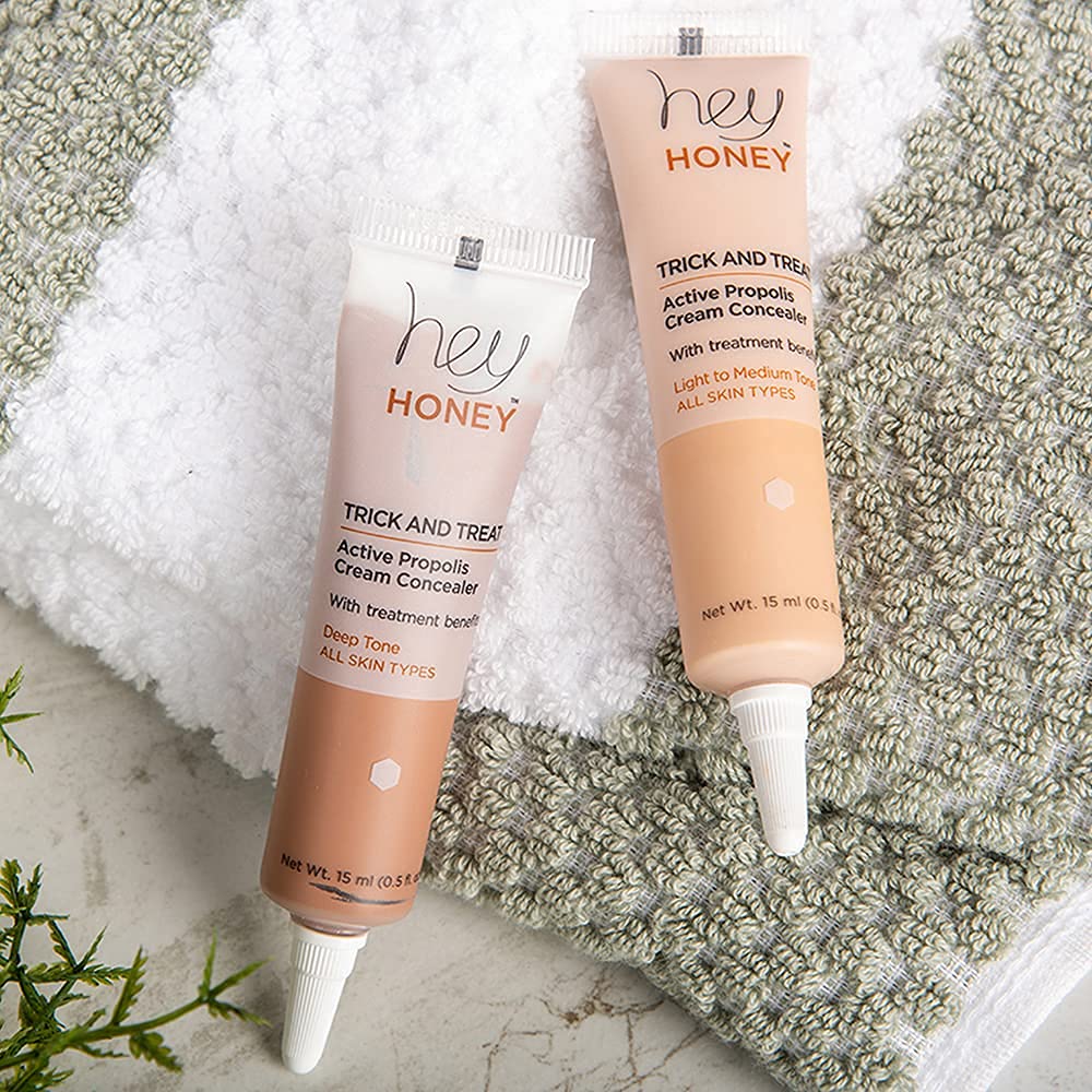 Hey Honey Skincare Trick & Treat Active Honey & Propolis Full-Coverage Concealer | for Rosacea, Acne & Blemishes, Dark Spots, Eye Dark Circles & Discoloration | Light to Medium Tone | 0.5 oz. - Image 9