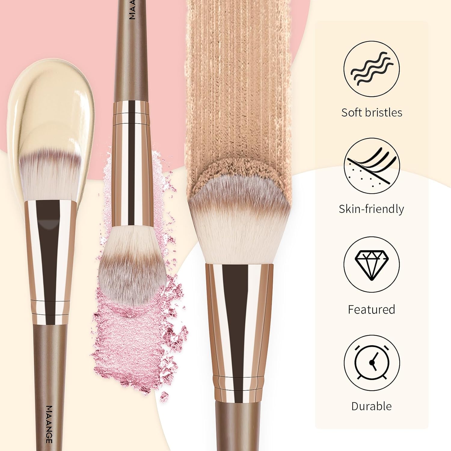 Make Up Brushes, MAANGE 18 Pcs Premium Synthetic Makeup Brushes Set Soft Foundation Powder Eyeliner Eye Shadow Makeup Brushes Professional (Champagne) - Image 7