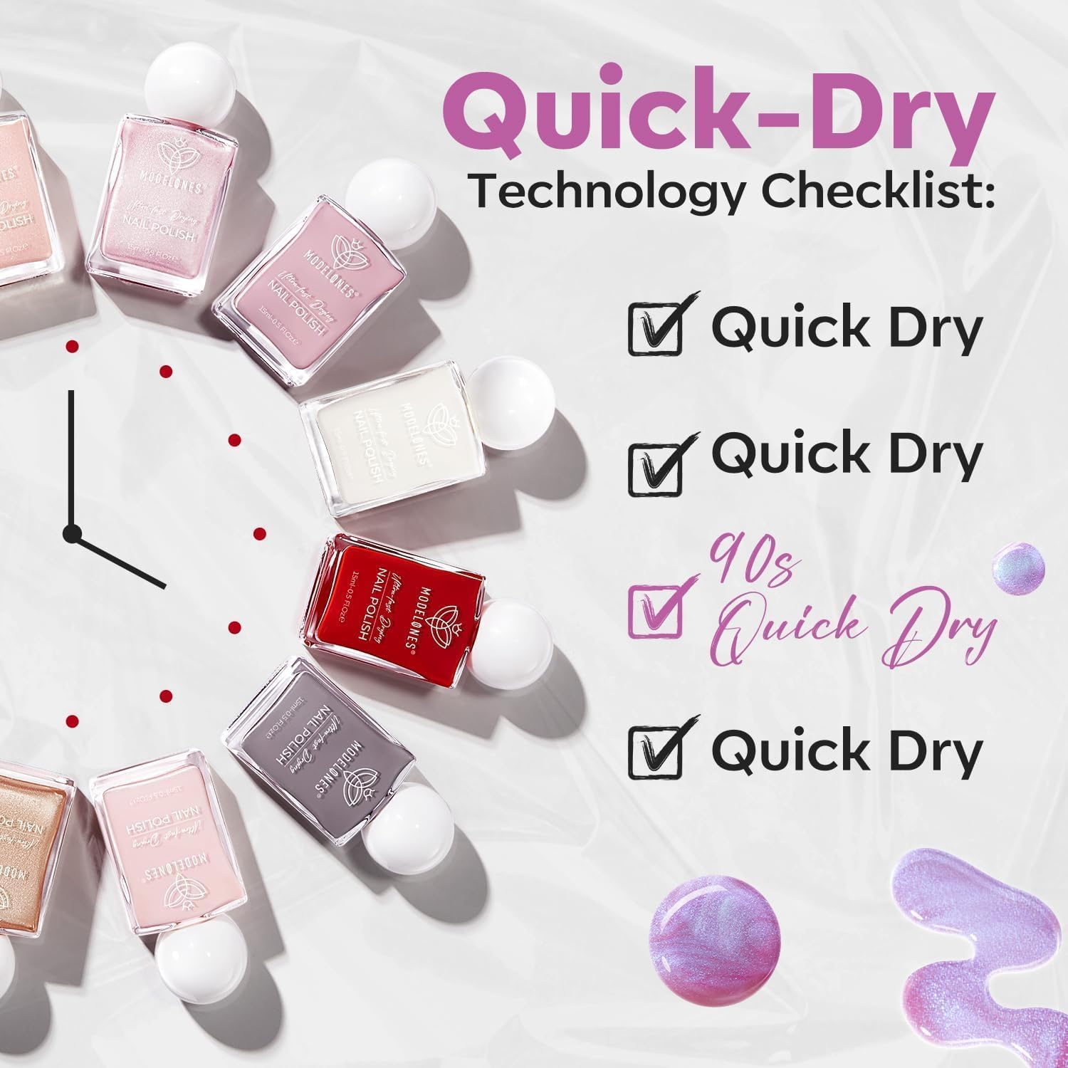 modelones Chrome Purple Nail Polish, 15 ml Quick Dry Nail Polish Mermaid Iridescent Shimmer Pearl Purple Nail Lacquer Long Last Shine Nail Art DIY Home Manicure Gift for Women Girls 0.5 Fl Oz - Image 7