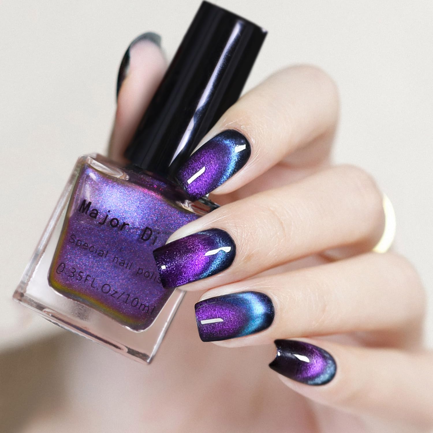 Major Dijit Cat Eye Nail Polish Quick Dry Glitter Nail Polish with Magnetic Stick, Vegan, and Cruelty-Free Nail Paint Art for Nail Salon