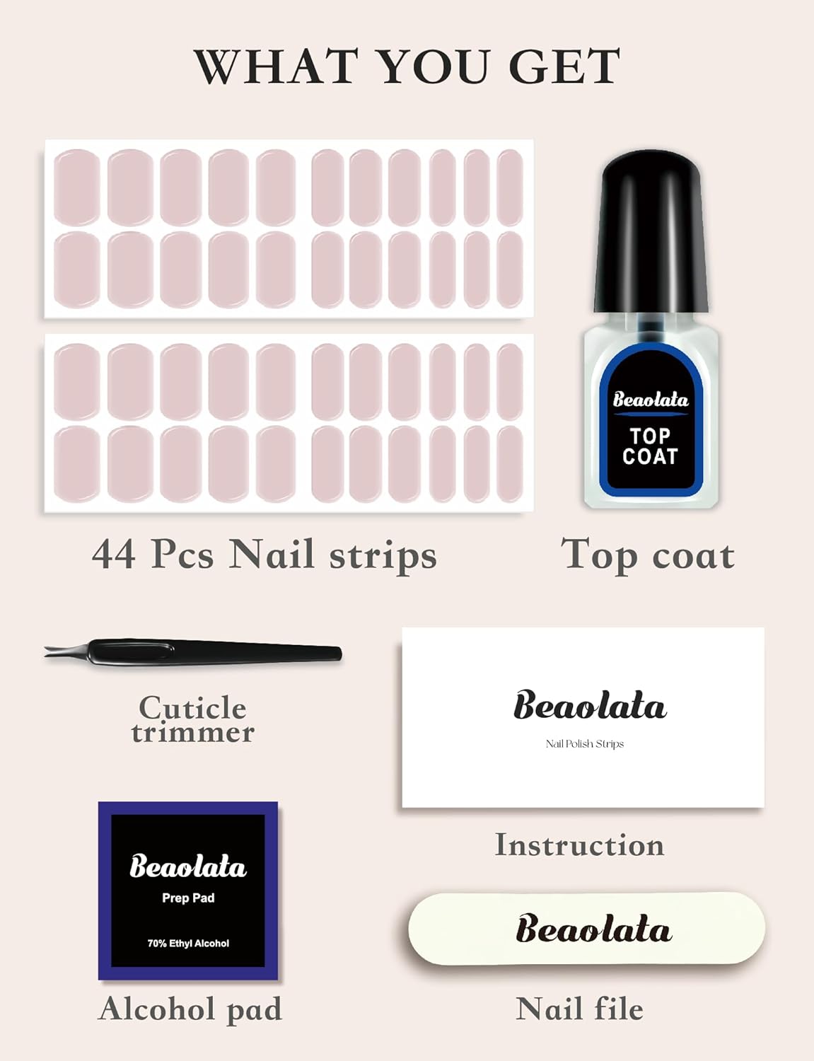 Nail Polish Strips - 44 Wraps, Stickers, Gel Strips, Easy Apply & Remove, Long Lasting, Salon Quality (Nude Pink) - Image 6