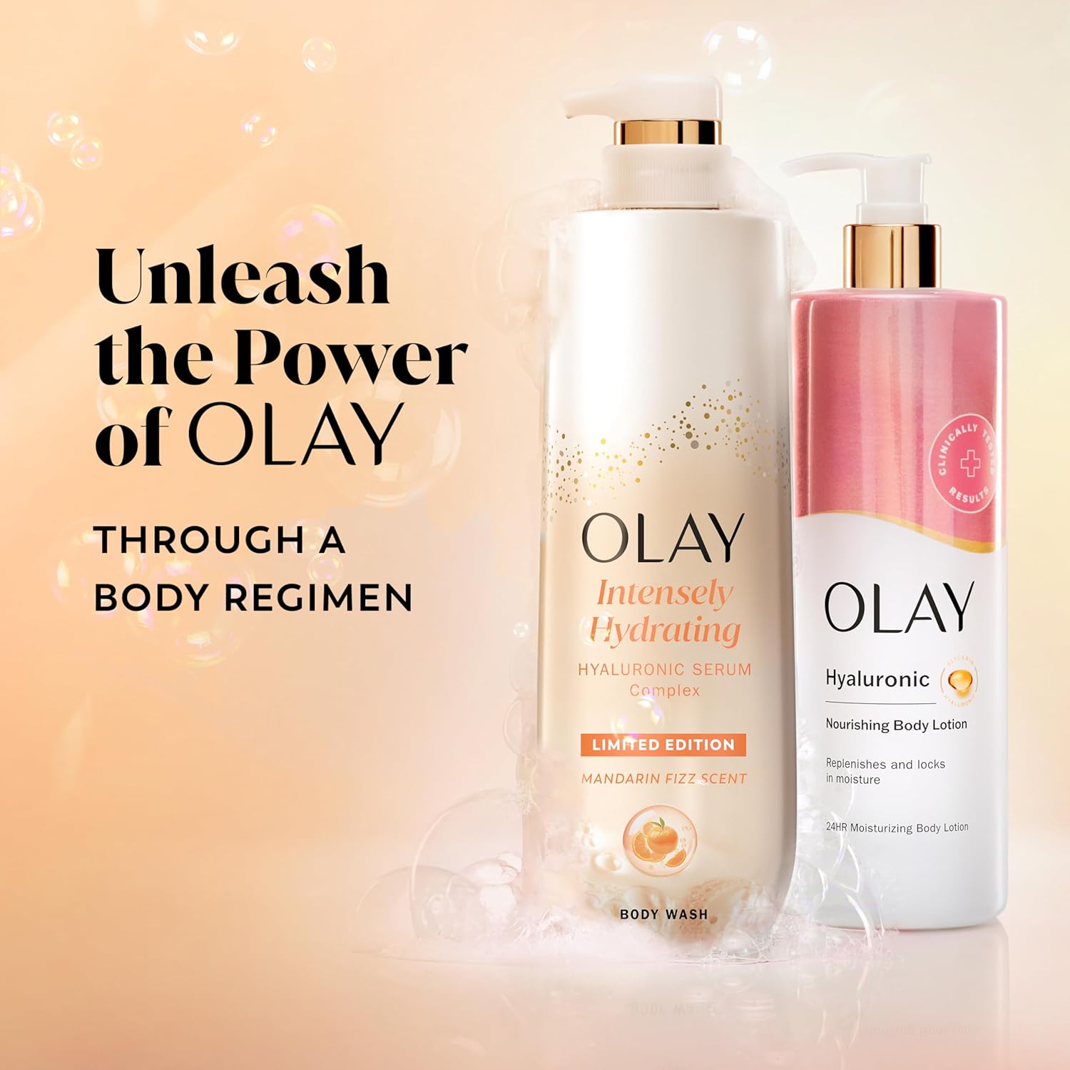 Olay Body Wash for Women, Intensely Hydrating, Pro-Hyaluronic Acid Serum Complex, Renews Moisture, Vitamin B3 Lameller Technology, For All Skin Types, Mandarin Summer Fizz Scent, 20 fl oz - Image 9