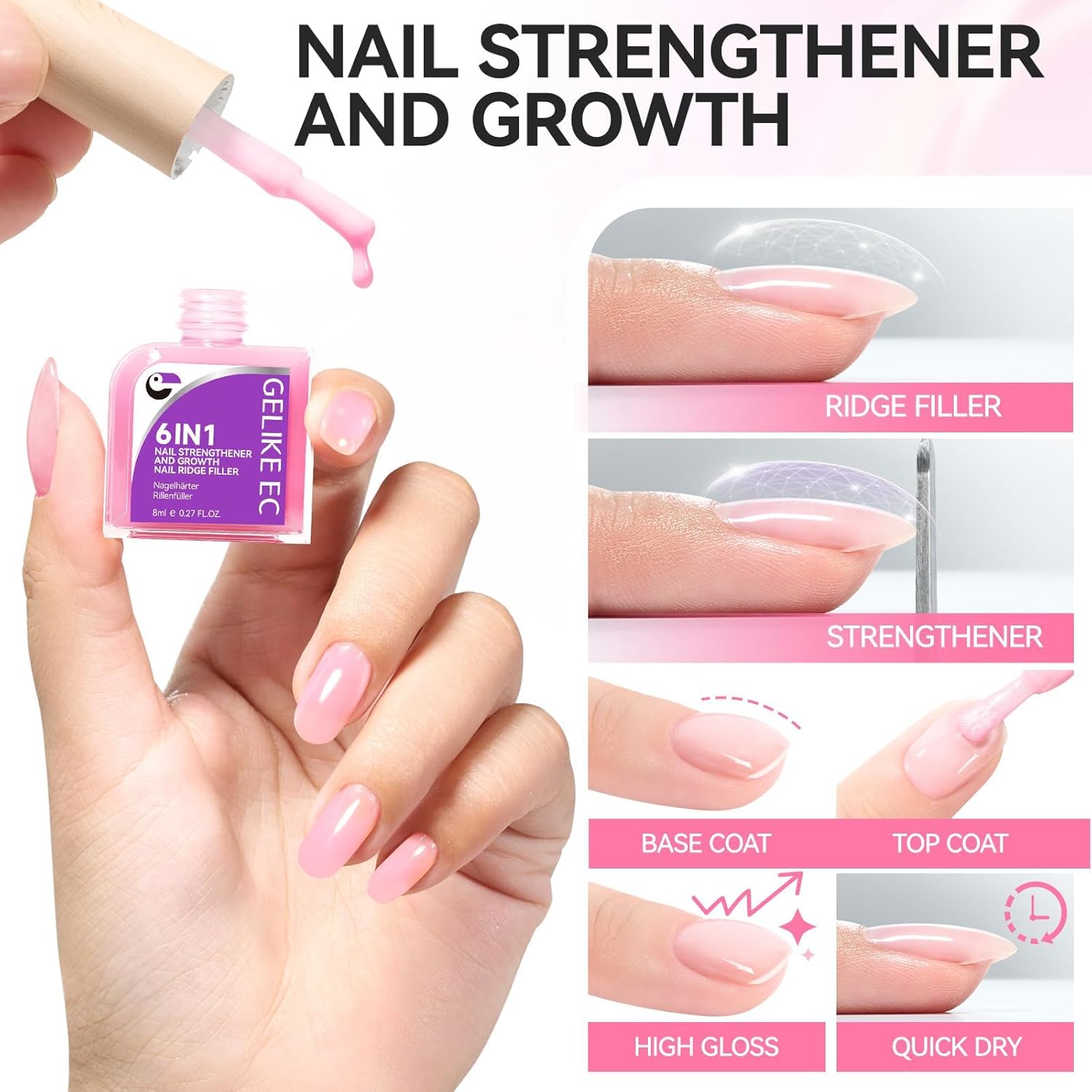 6 in 1 Natural Nail Polish Strengthener Growth Treatment Daily Use Hardener - Image 8